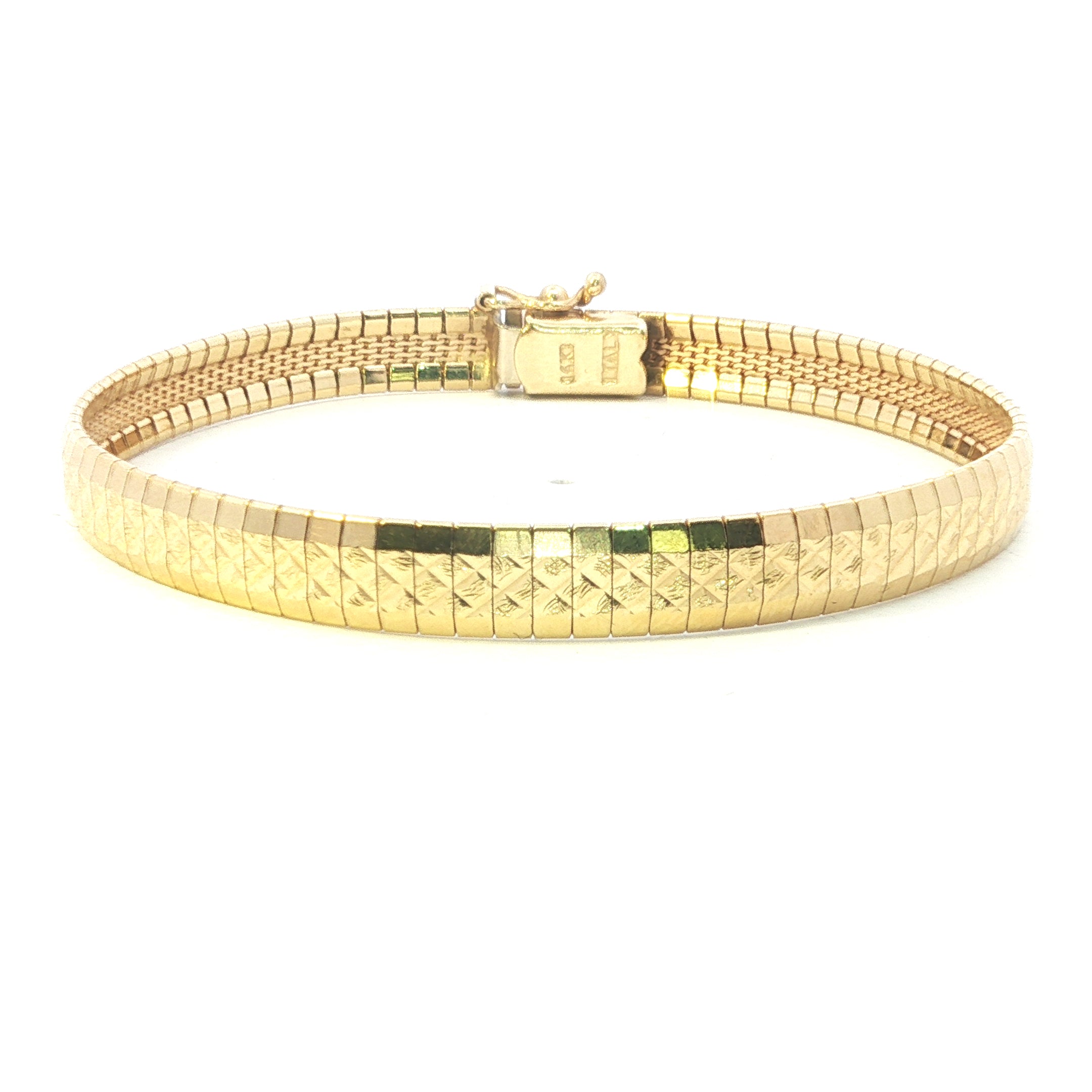 Estate Collection: 14K Yellow Gold Diamond Cut Fancy Cut Link Bracelet