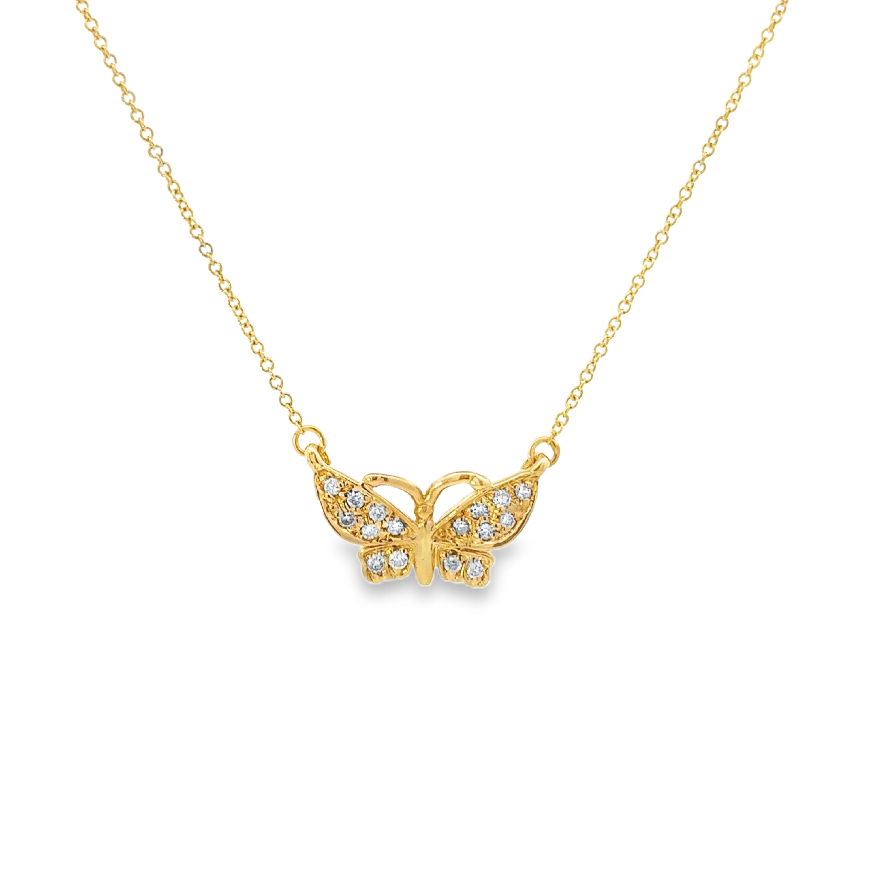 Estate Collection: 14K Yellow Gold Buttterfly Diamond Accented 16" Necklace