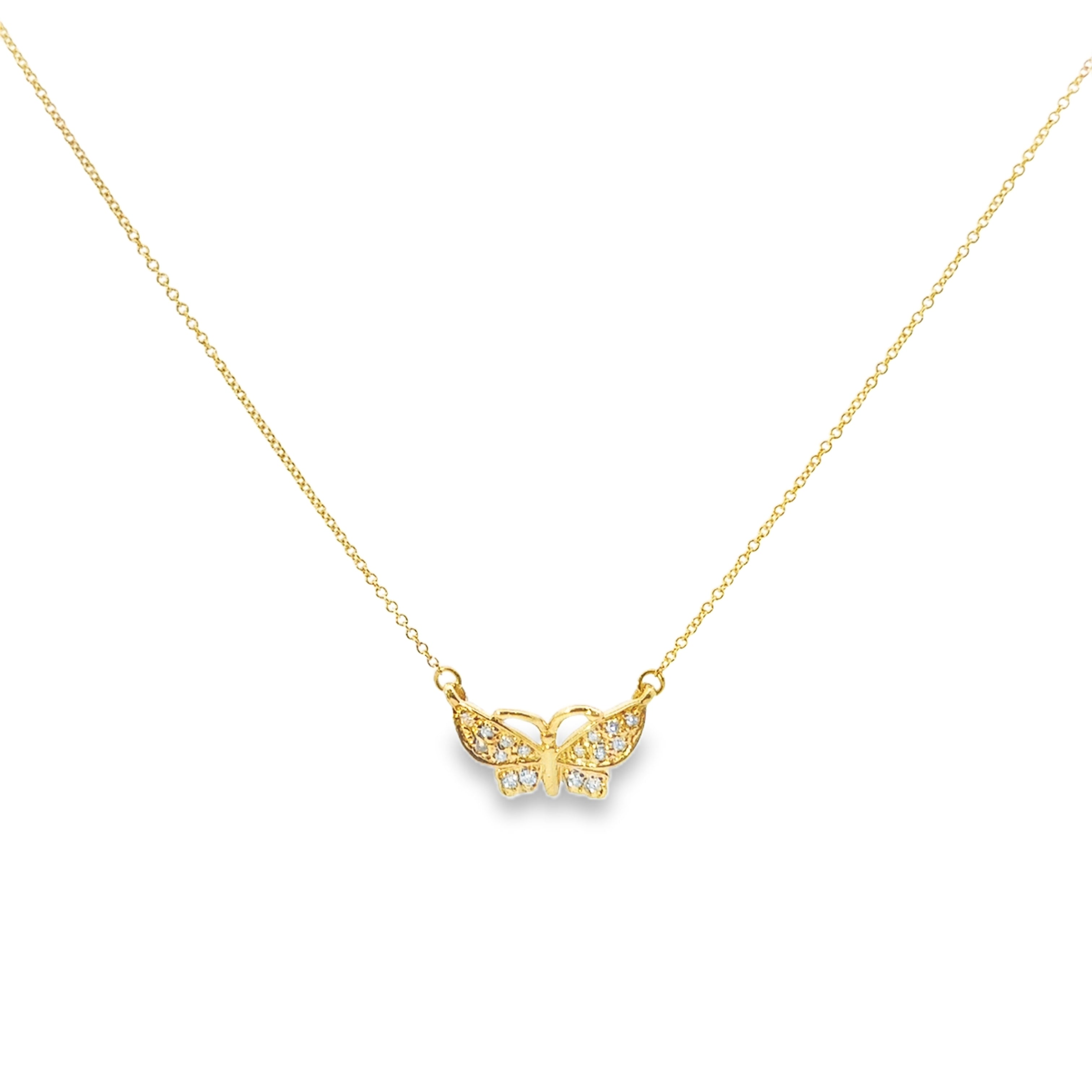Estate Collection: 14K Yellow Gold Buttterfly Diamond Accented 16" Necklace