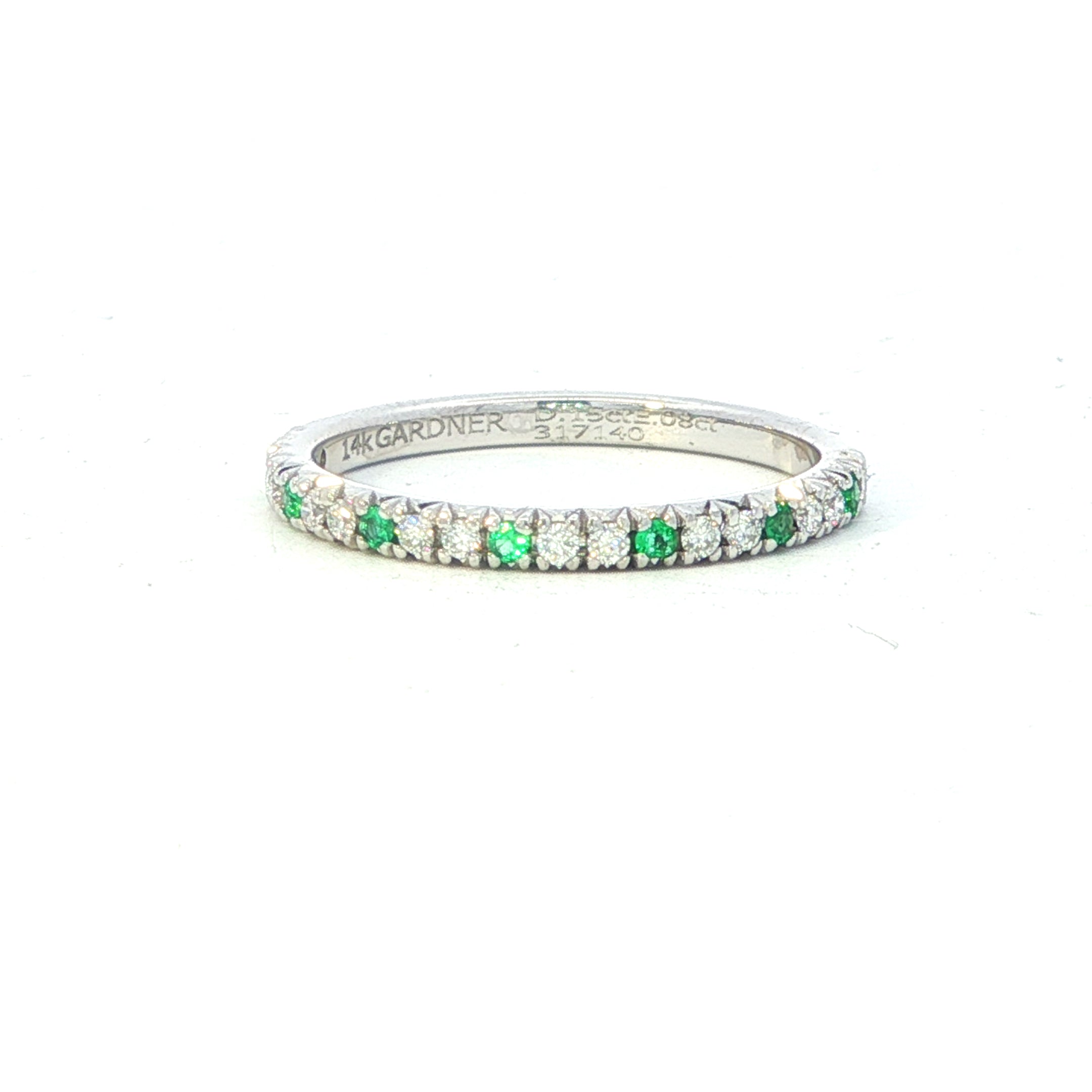 Estate Collection: 14K White Gold Emerald and Diamond Alternating Band