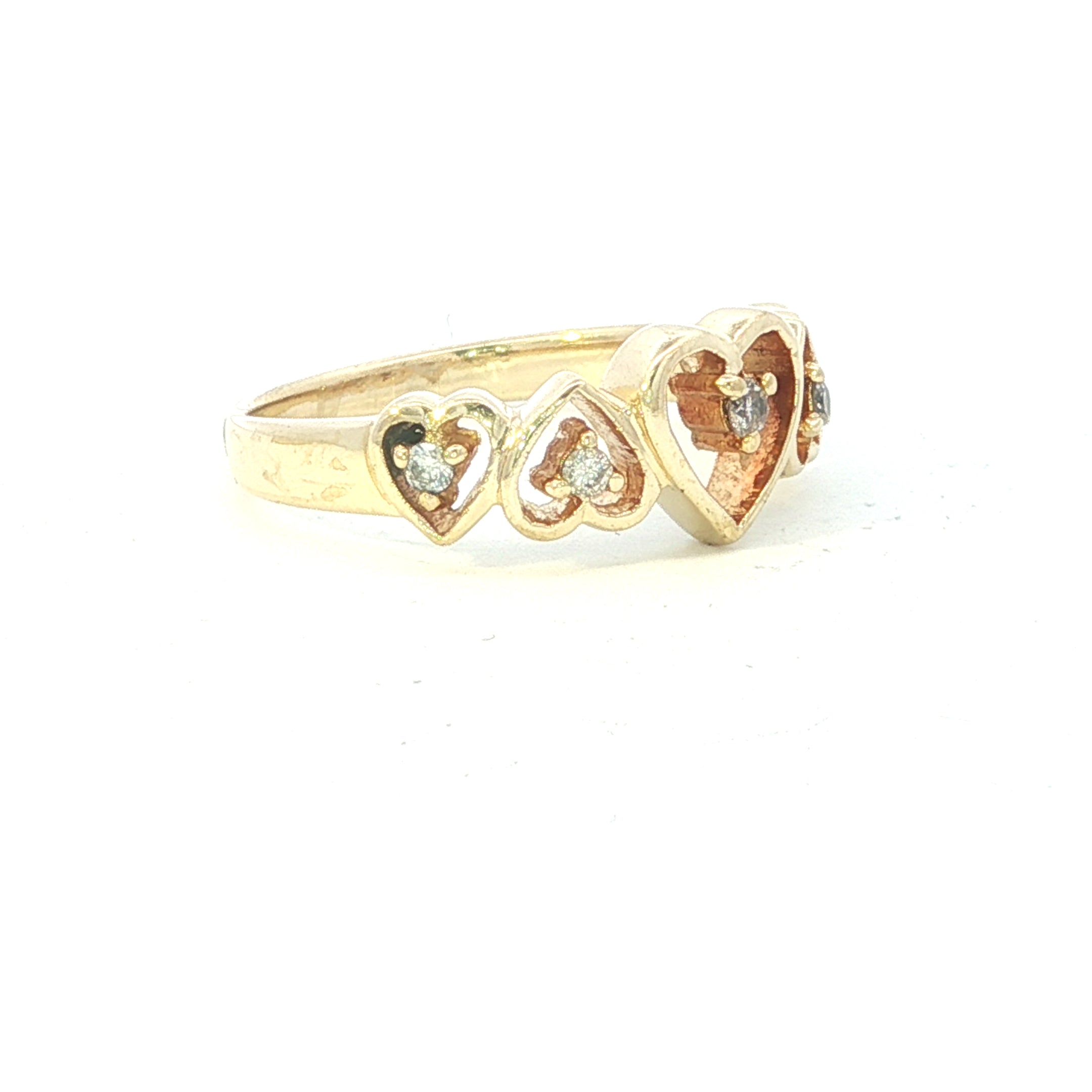 Estate Collection: 14K Yellow Gold Diamond Accented Negative Space Heart Ring