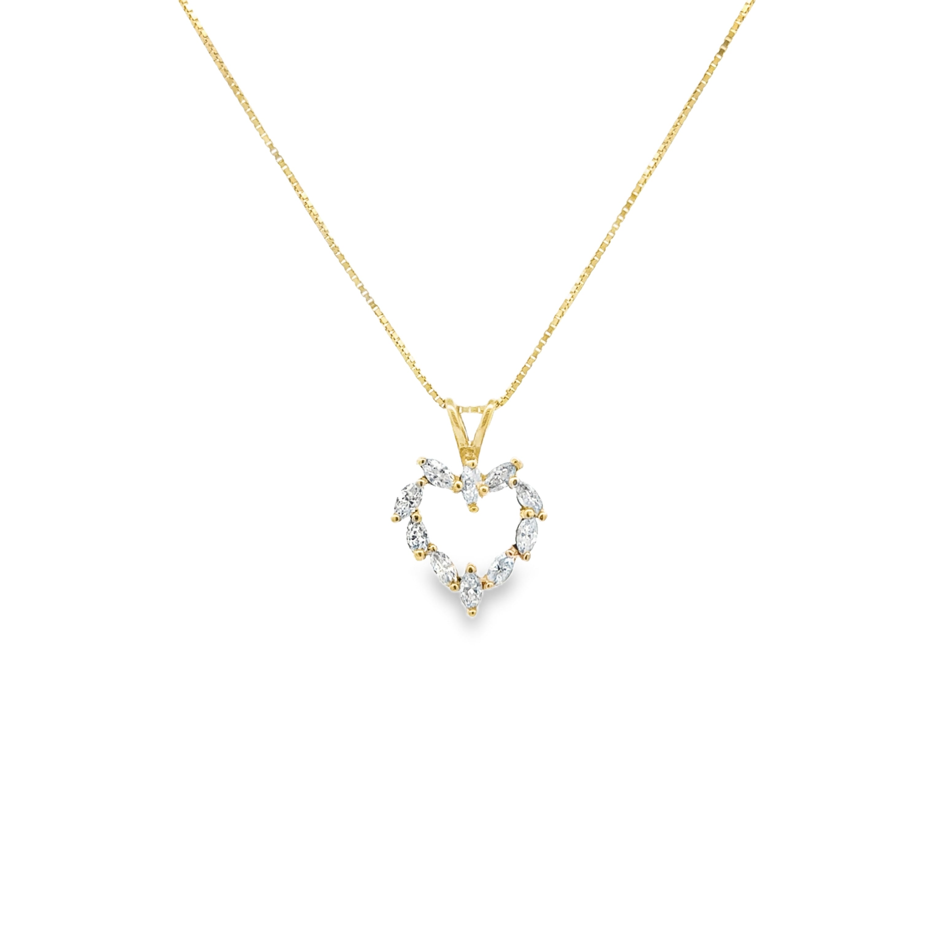 10K Yellow Gold Heart Diamond Pendant Necklace with a New Chain
