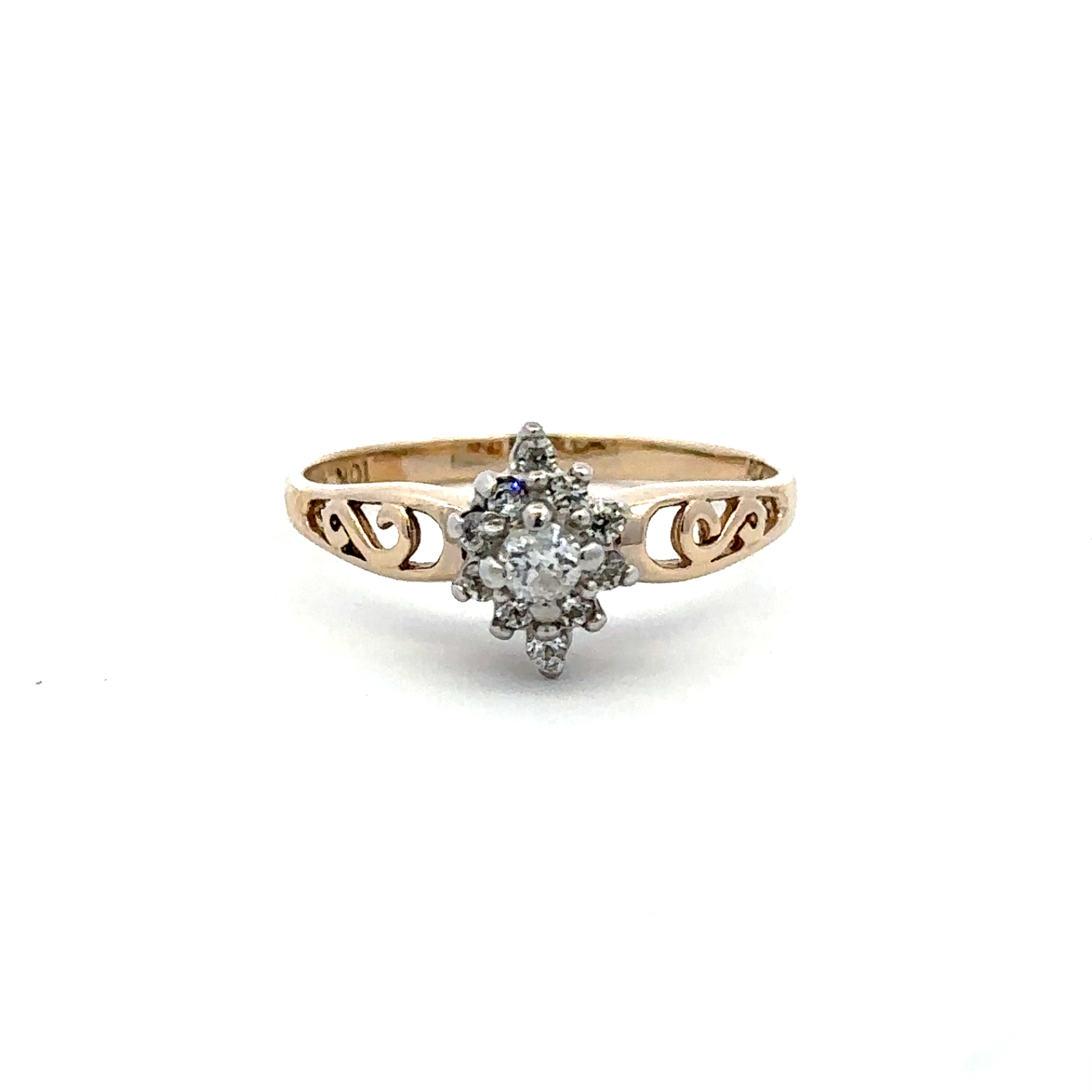 CZ Cluster ring on a white background