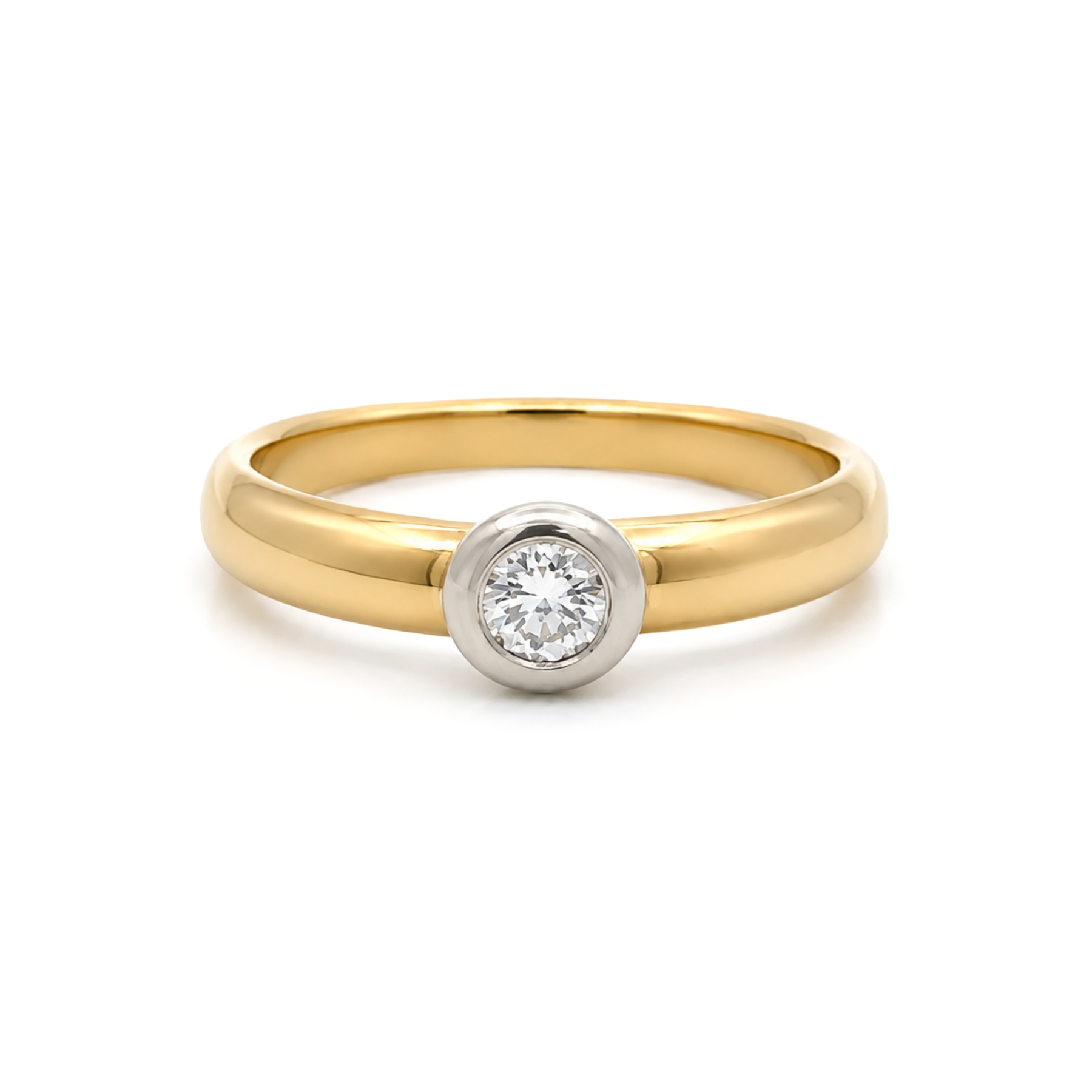 Estate Collection: 14K Gold Two-Tone Approximately 0.25CT. Round Diamond Bezel-Set Fashion Ring