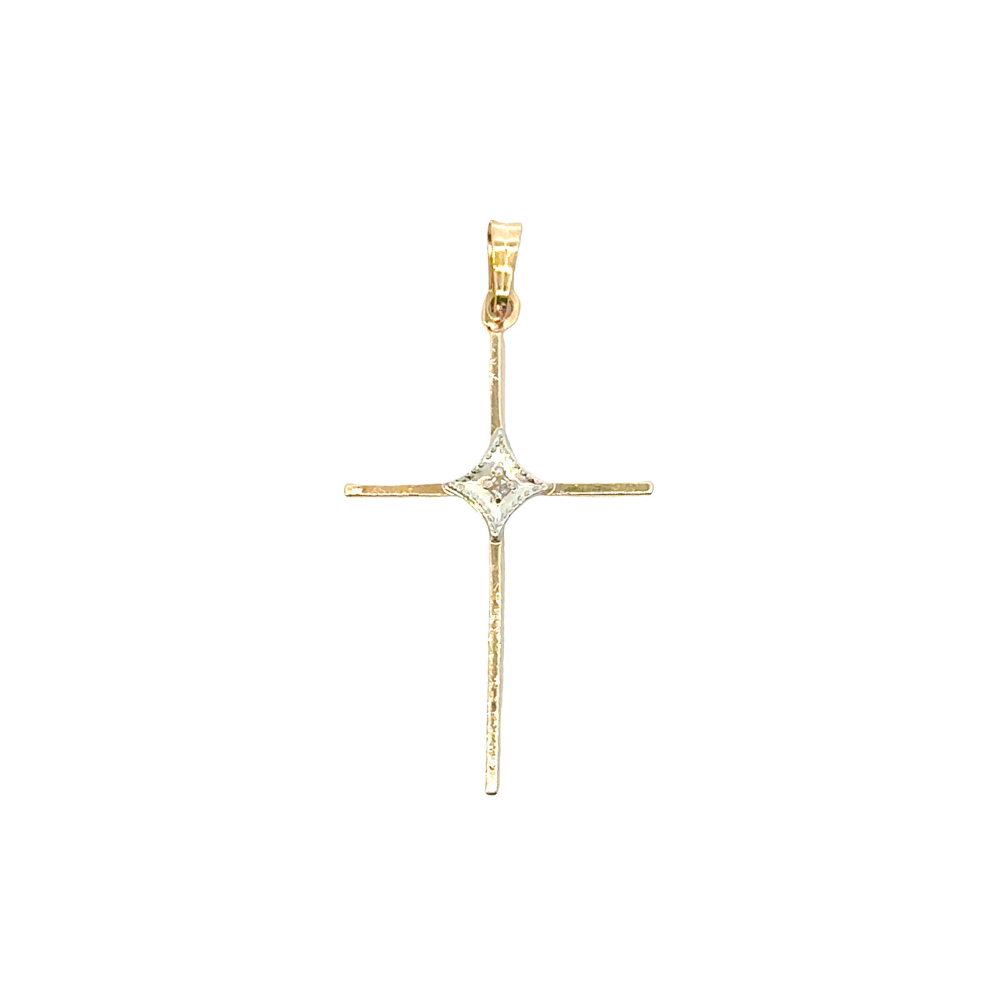 Estate Collection: 14K Yellow Gold Milgrain Cross Pendant
