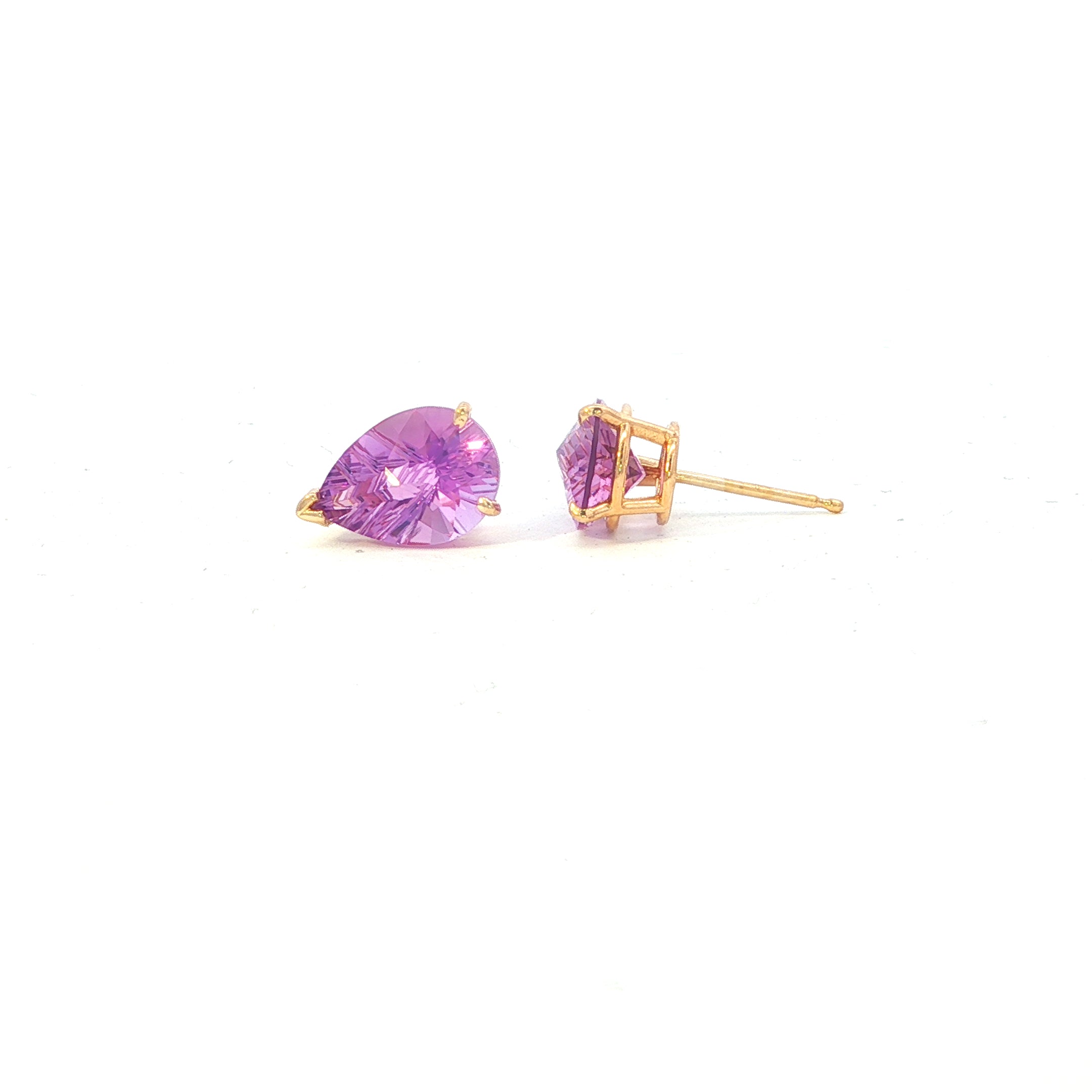 Estate Collection: 14K Yellow Gold Pear Amethyst Earrings