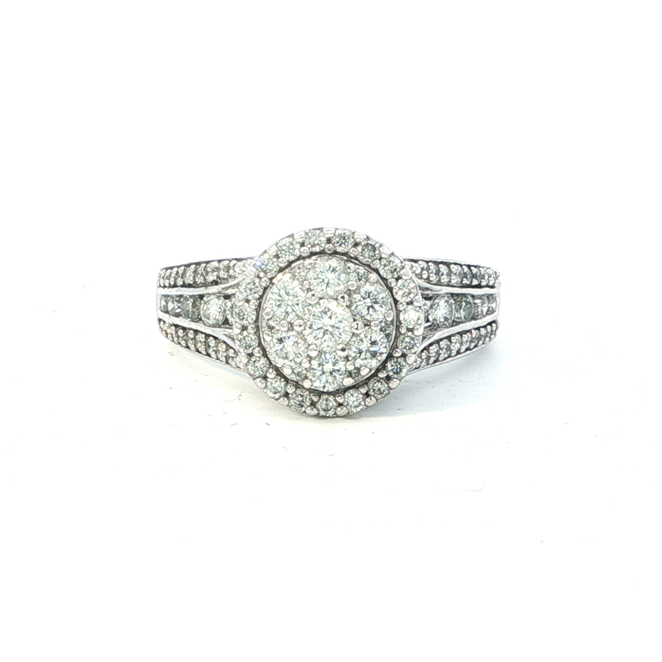 Estate Collection: 10K White Gold Diamond Cluster Ring