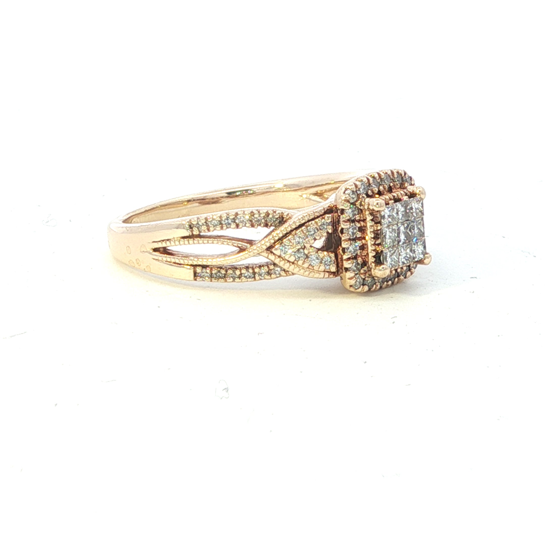 Estate Collection: 10K Yellow Gold Illusion Set Diamond Engagement Ring