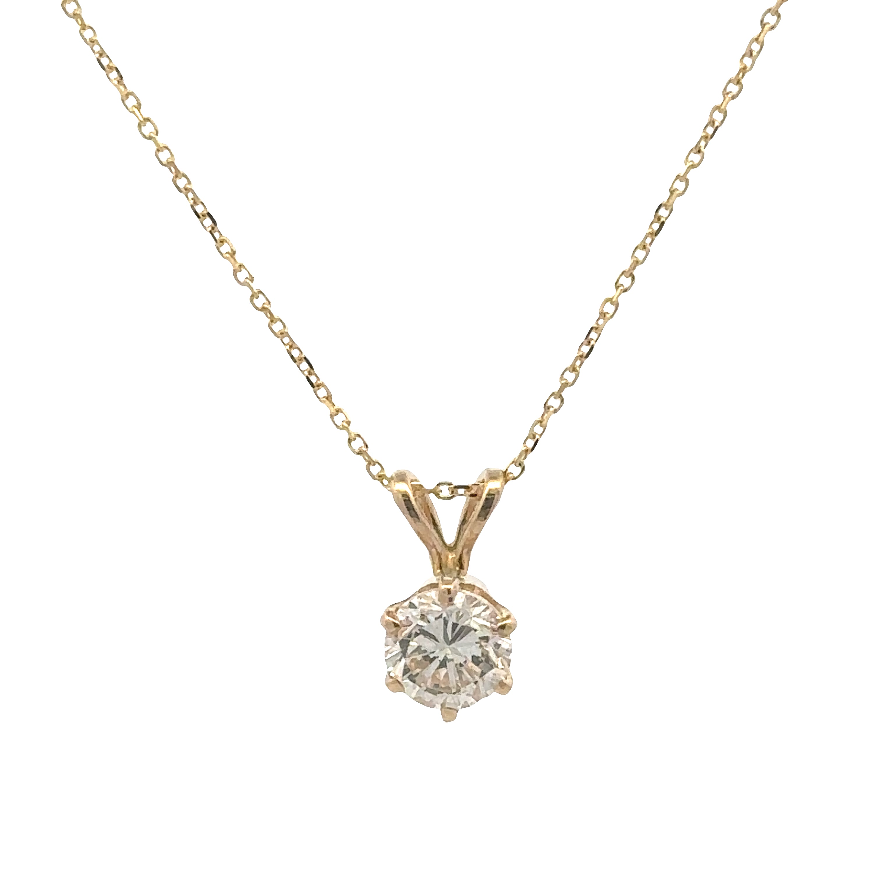 Estate Collection: 14K Yellow Gold 0.50 CTW. Natural Round Diamond Pendant With Chain Included