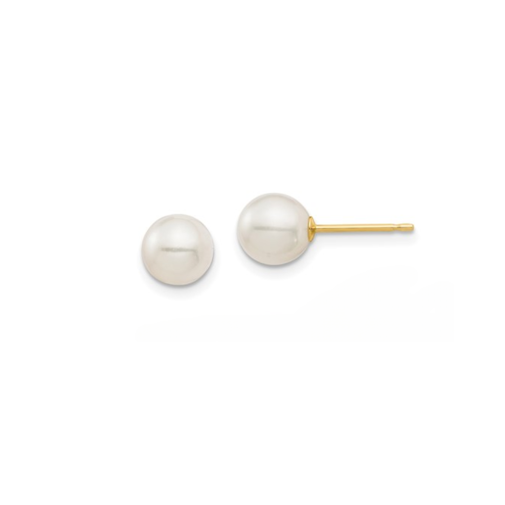 Estate Collection: 14K Yellow Gold Cultured Freshwater 6.5MM Pearl Stud Earrings