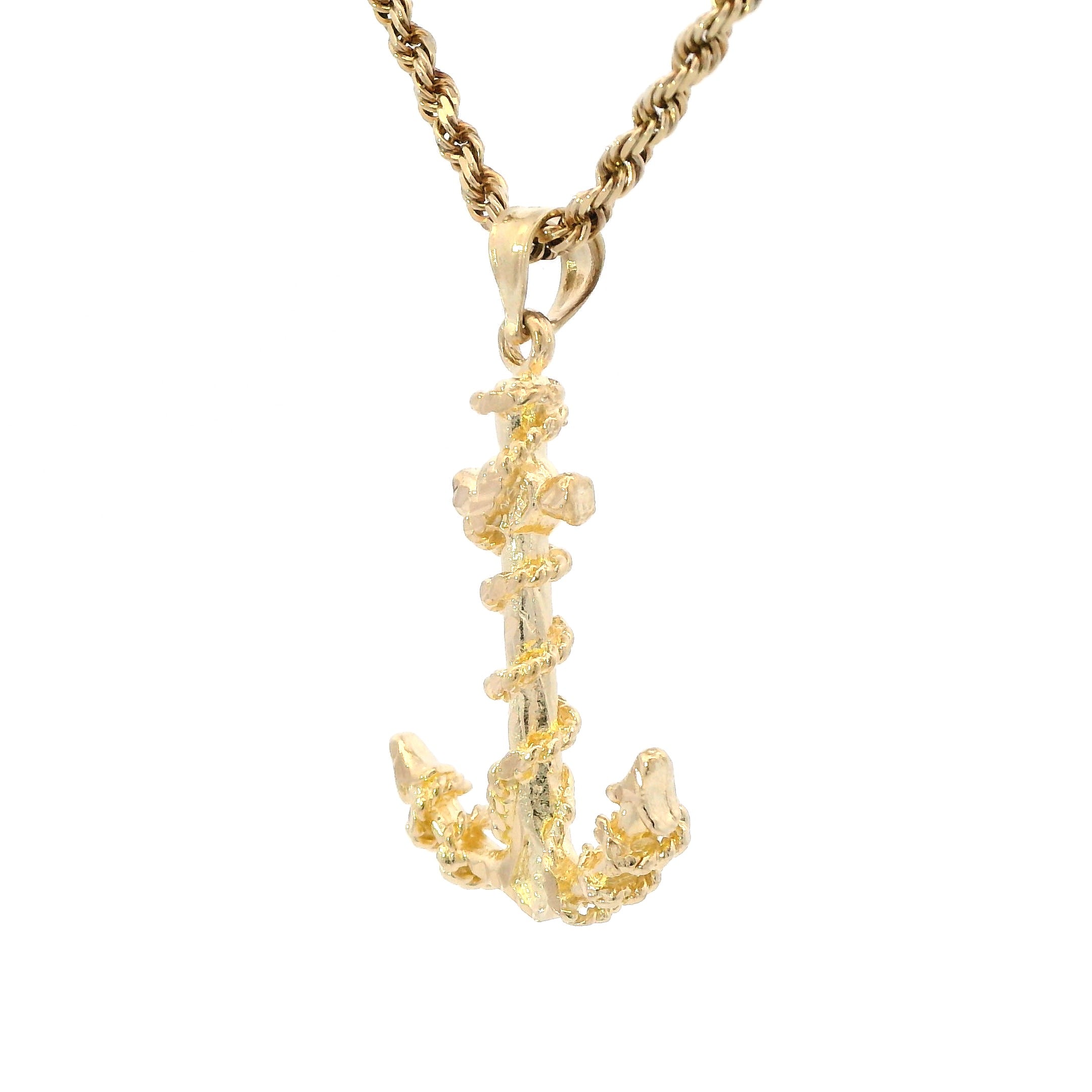 Estate Collection: 14K Yellow Gold Rope Anchor Pendant without Chain