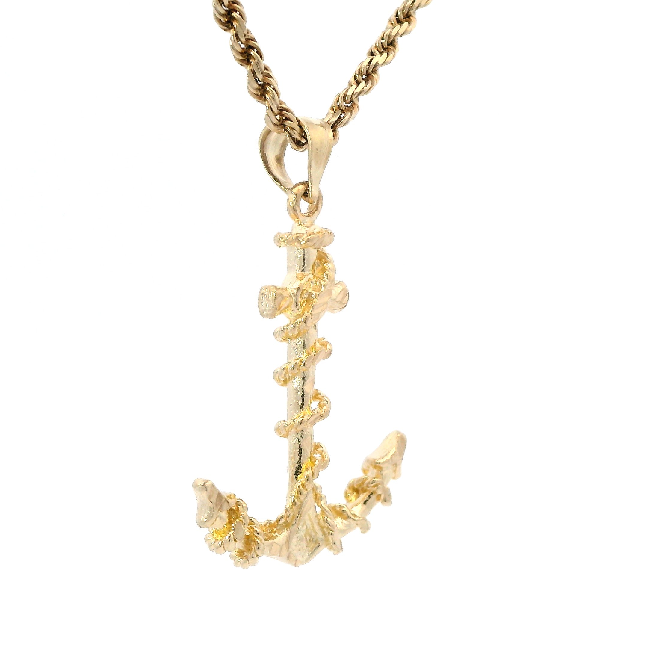 Estate Collection: 14K Yellow Gold Rope Anchor Pendant without Chain
