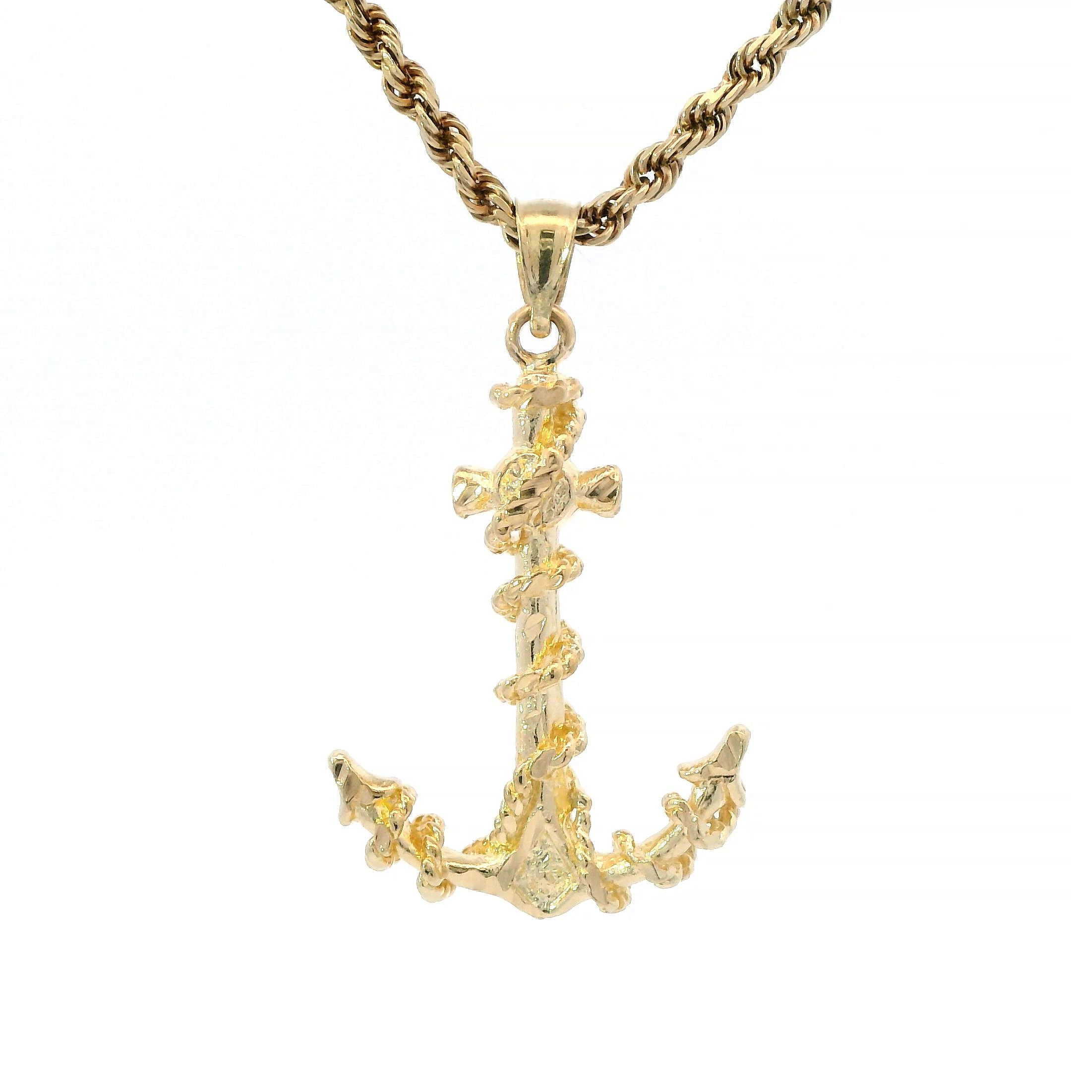 Estate Collection: 14K Yellow Gold Rope Anchor Pendant without Chain