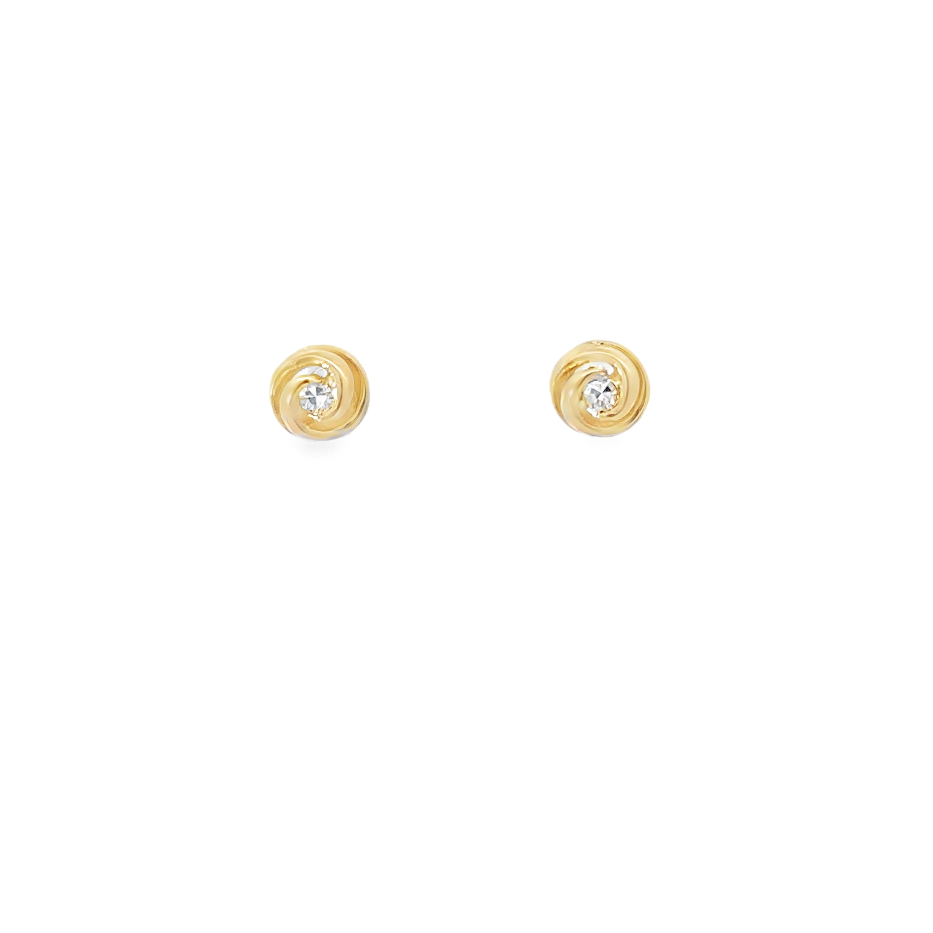 Estate 14K Yellow Gold Diamond Spiral Stud Earrings
