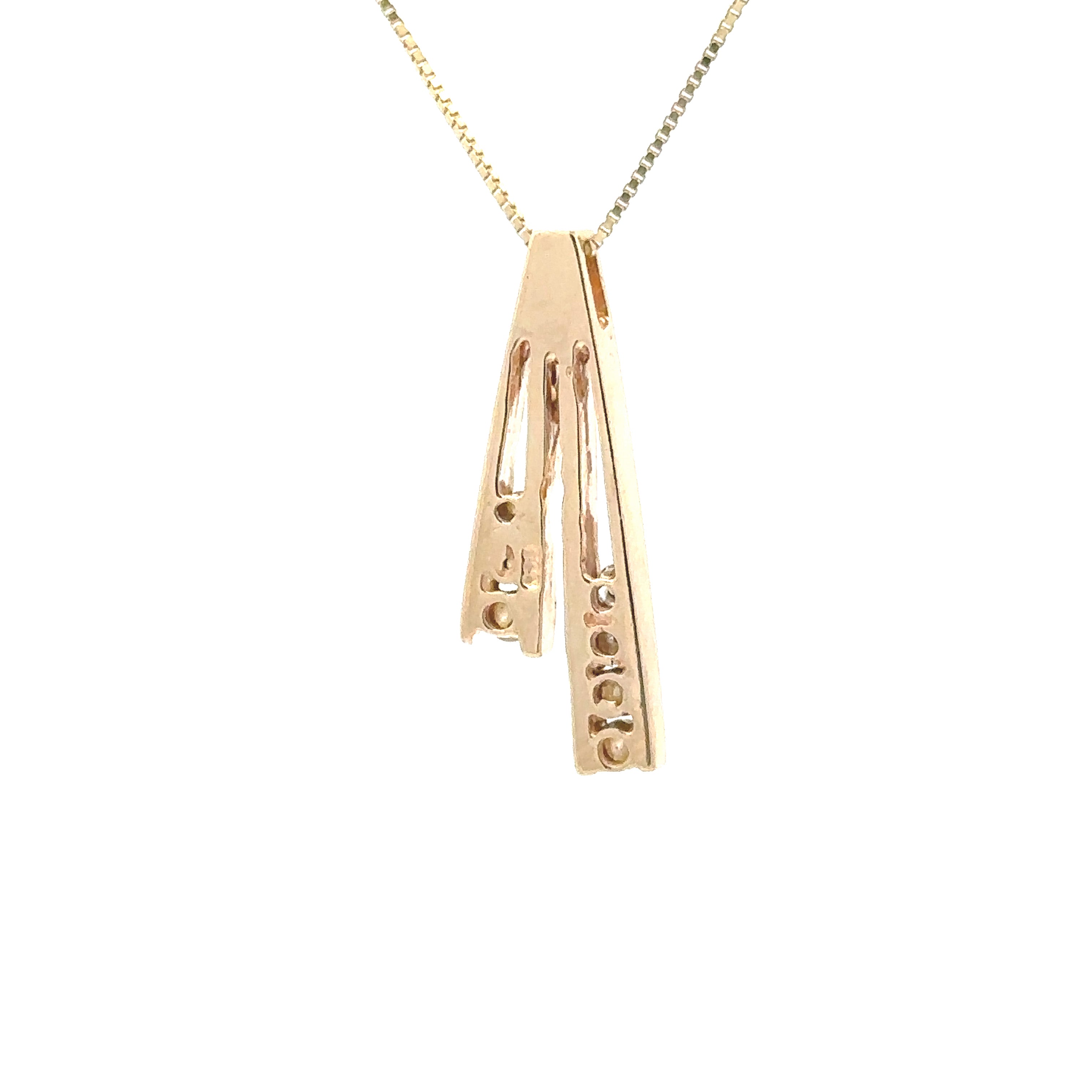 Estate Collection: 14K Yellow Gold Channel-Set Diamond Ribbon Slide Pendant Necklace