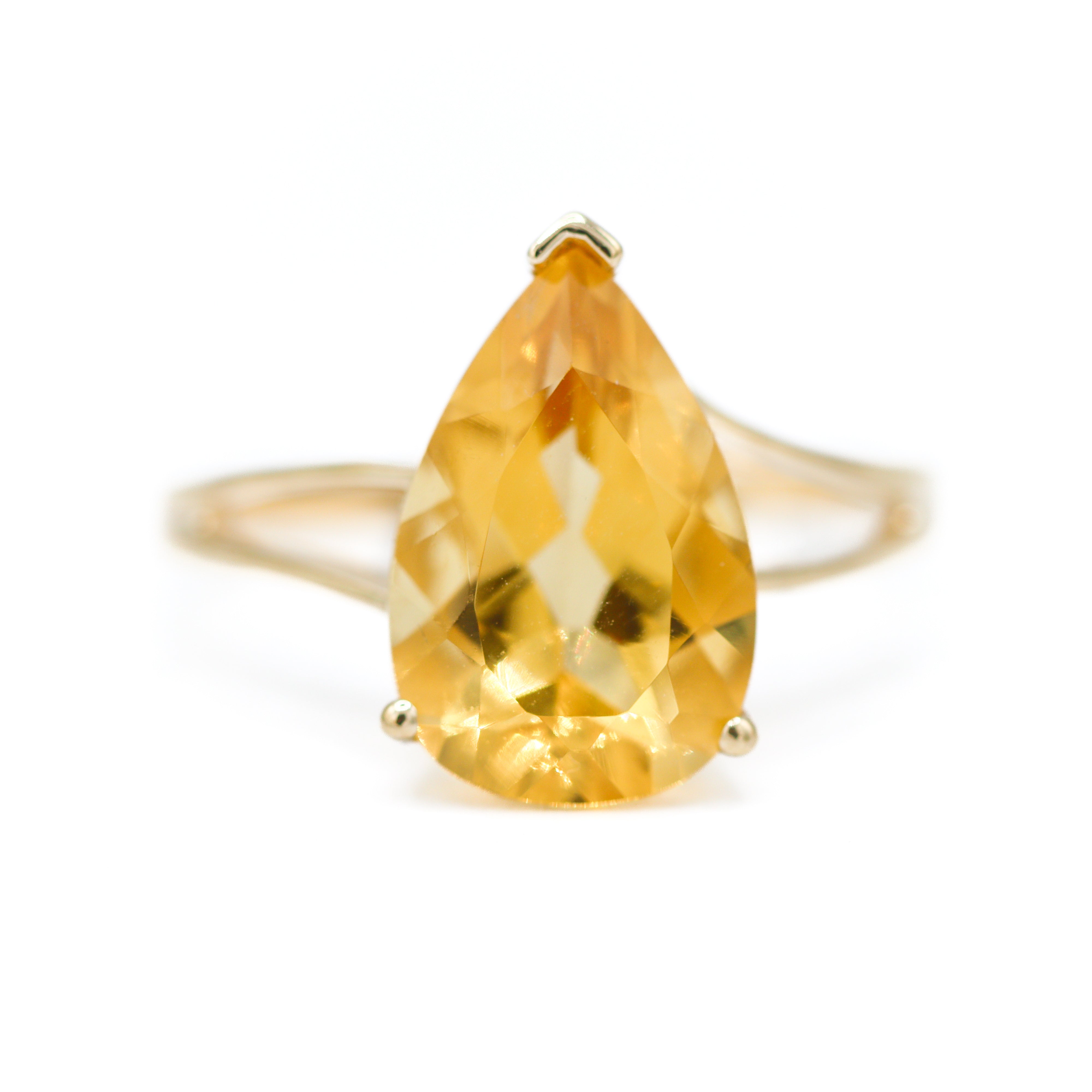 Estate Collection: 10K Yellow Gold Large Pear-Cut Citrine Statement Ring