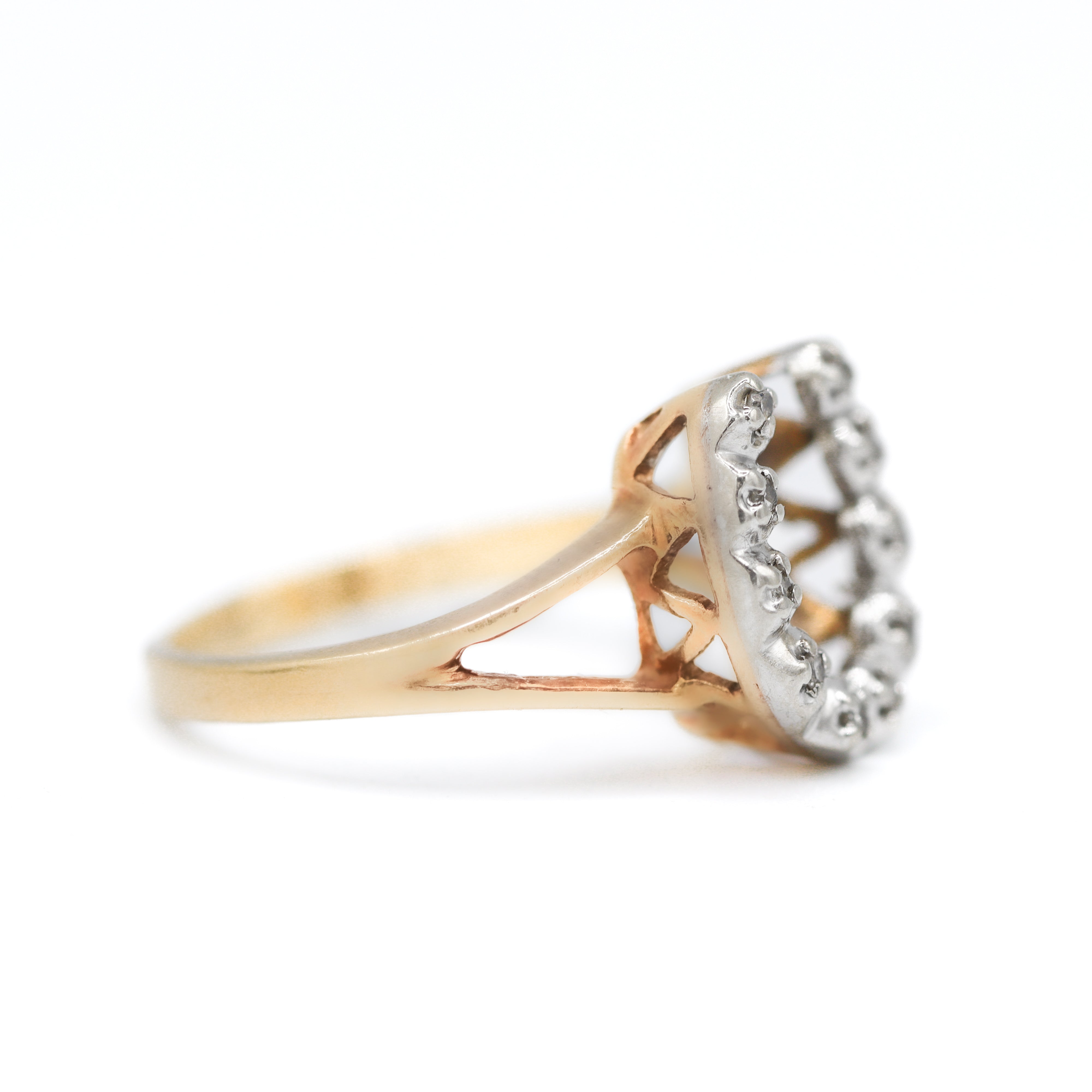 Side View Estate 10K Yellow Gold Diamond Horseshoe Ring