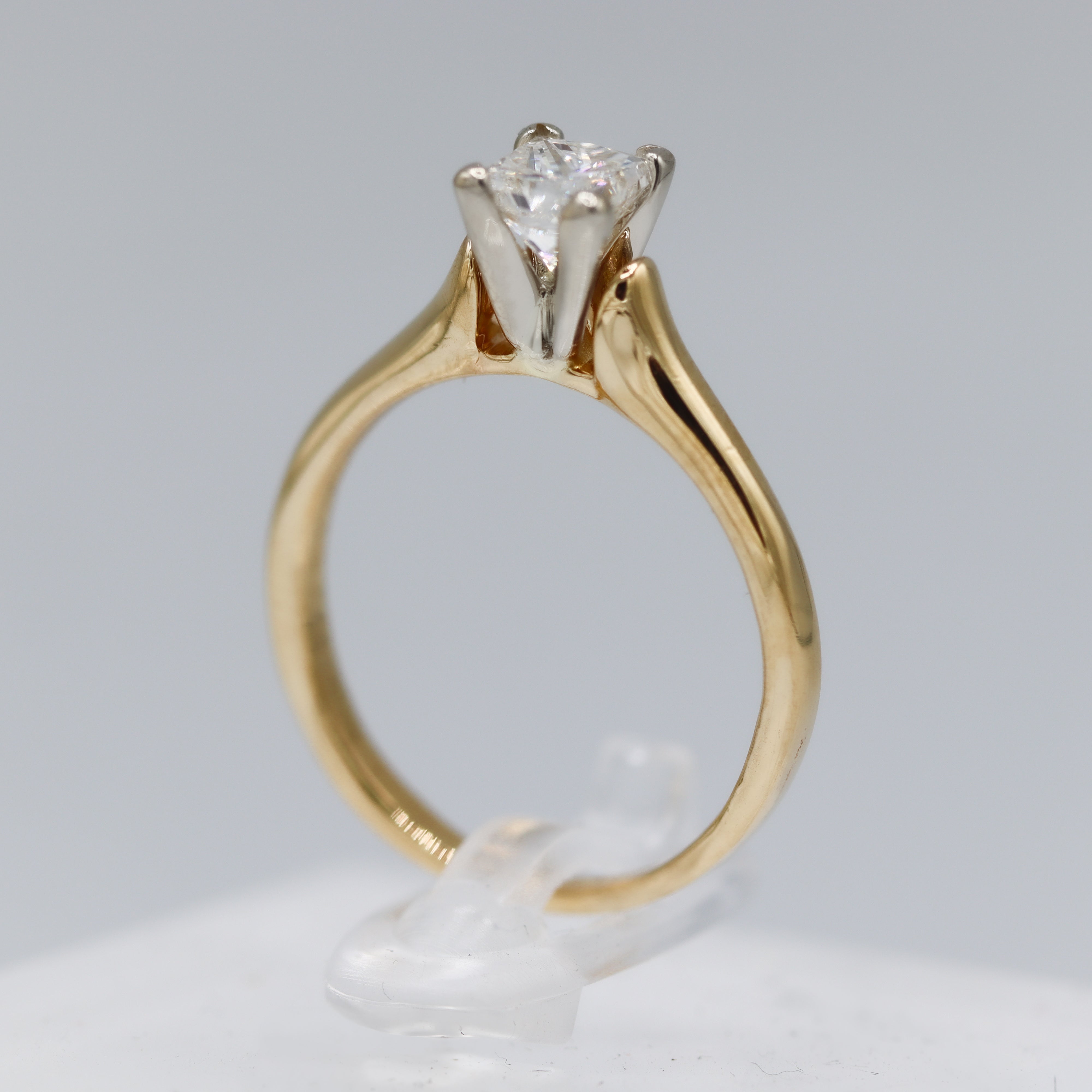 Side view  14K Yellow Gold Princess Cut Diamond Engagement Ring