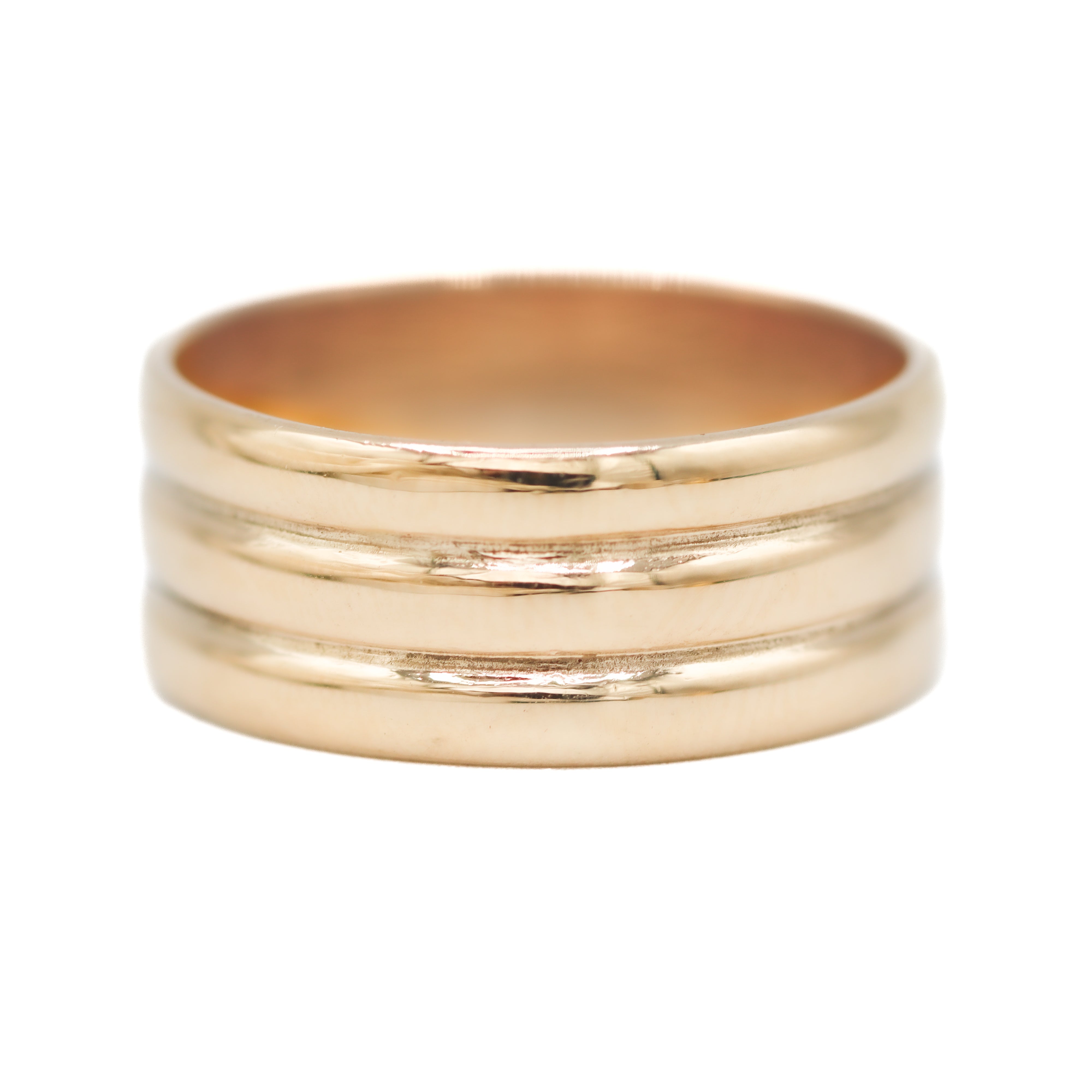Estate Sale: 14K Yellow Gold Triple Row Ribbed Wide Band