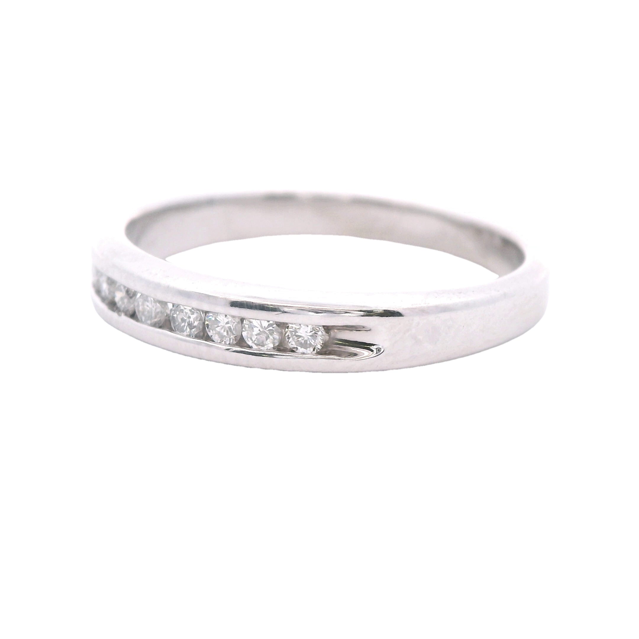 Estate Collection: Platinum Channel Set Round Diamond Wedding Band