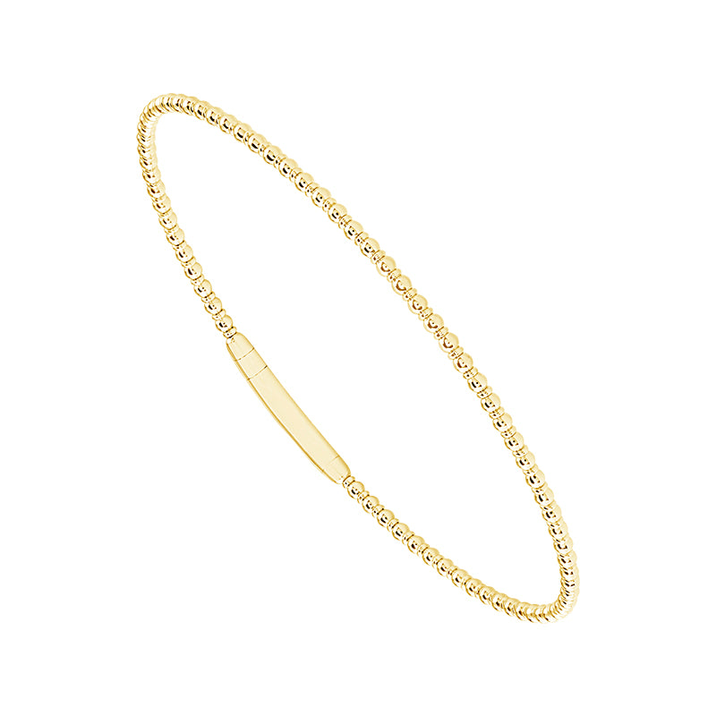 14K Yellow Gold Round Beaded Flexi Bangle Bracelet