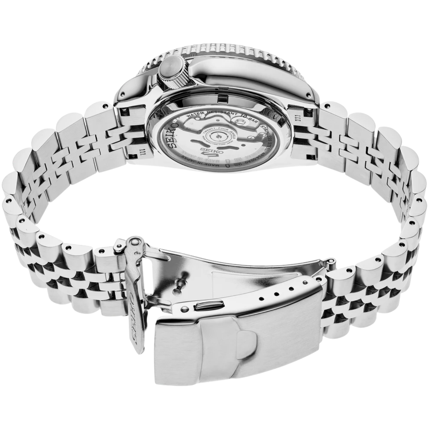 Silver watch with a metal bracelet on a white background