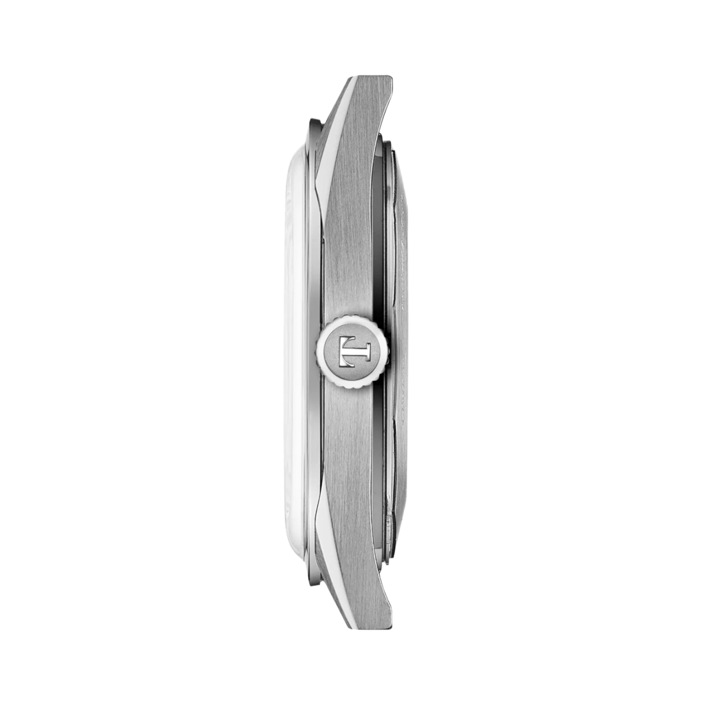 Silver watch with brand logo on a white background