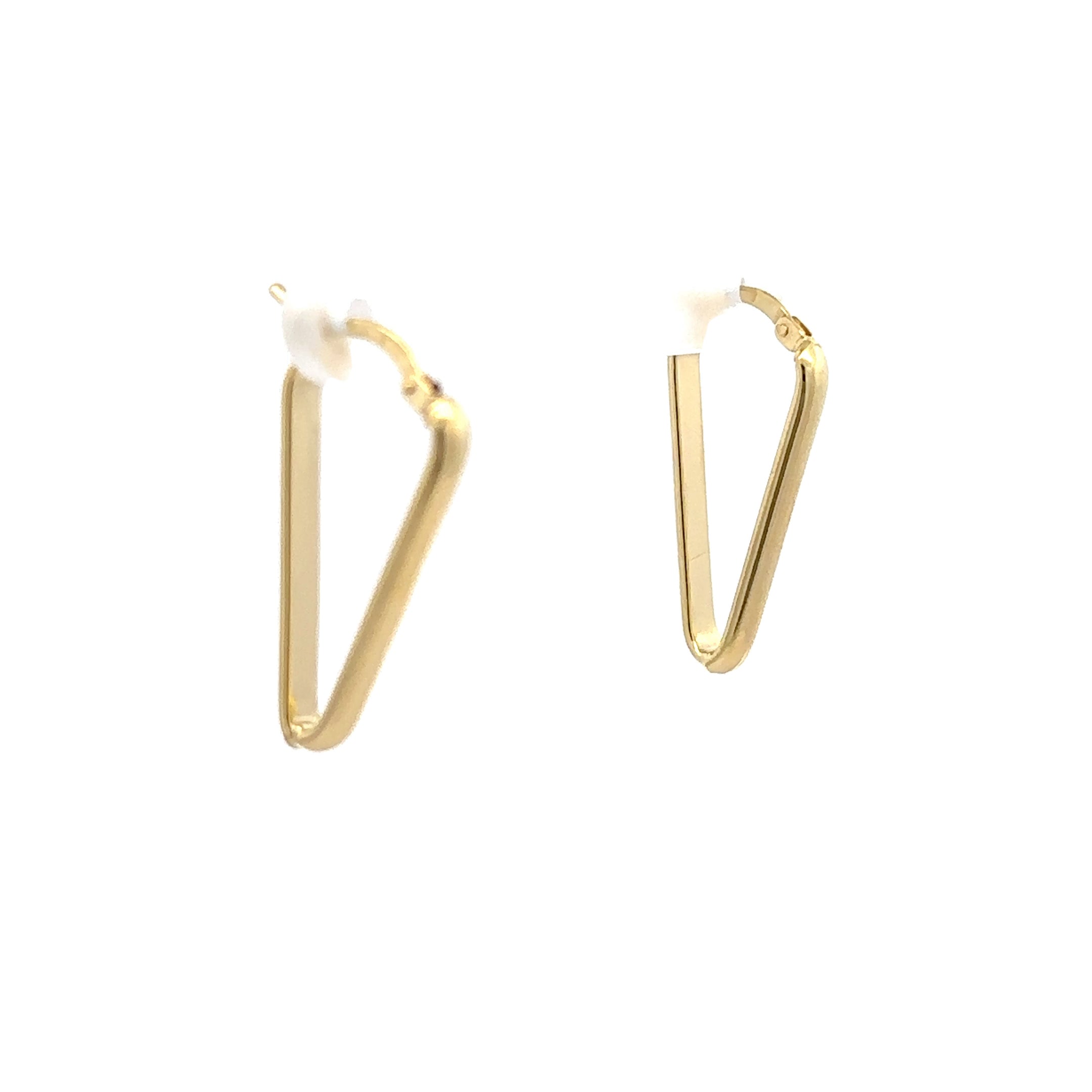14K Yellow Gold Geometric "V" Hoop Earrings