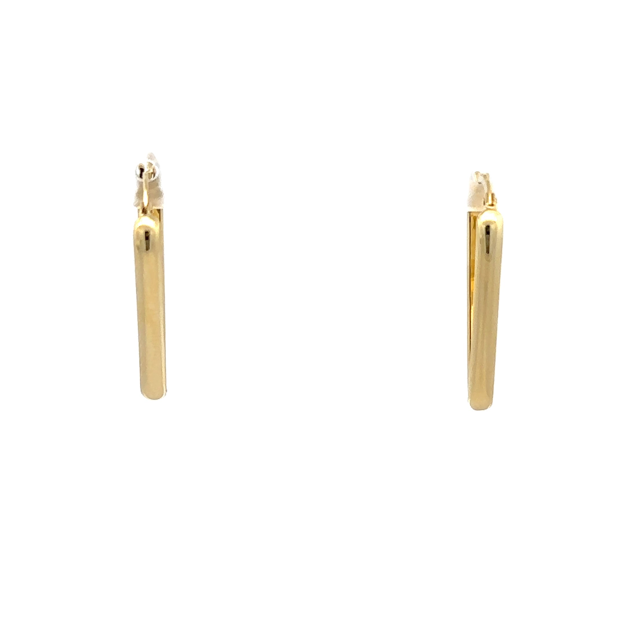 14K Yellow Gold Geometric "V" Hoop Earrings