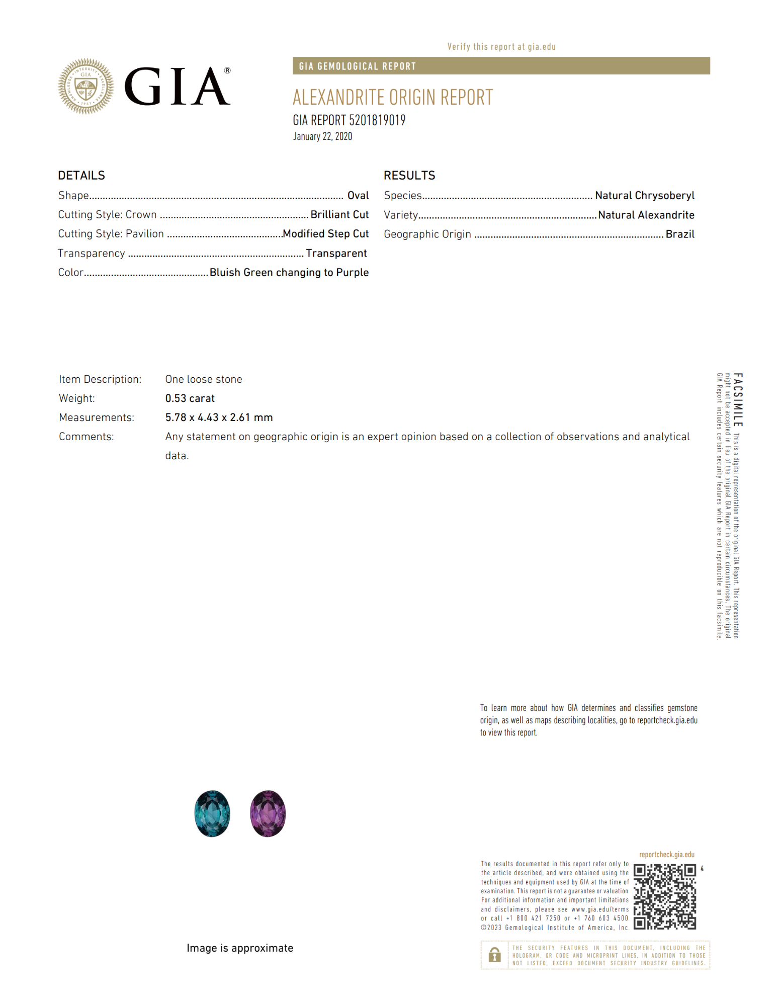 18K Yellow Gold 0.53CT. Certified Alexandrite and 0.56CTW. Diamond Halo Ring