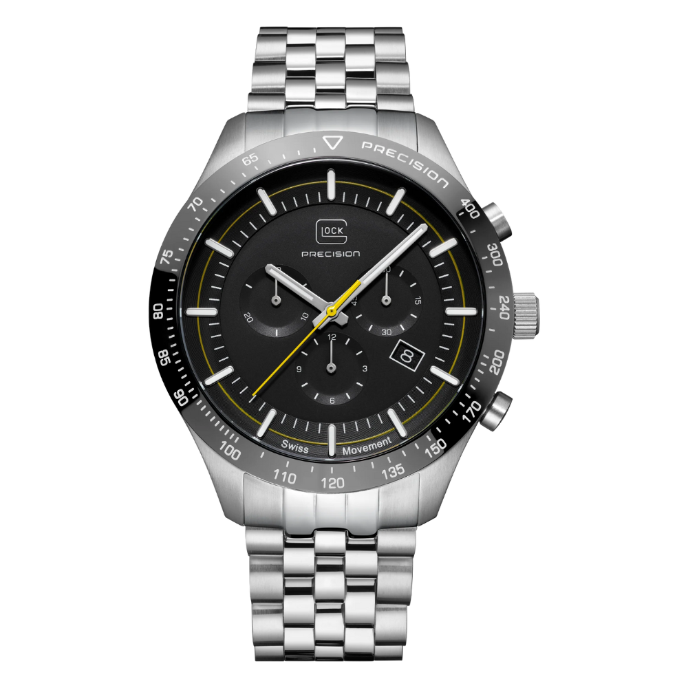GLOCK Precision Silver-Tone Stainless Steel Chronograph Watch