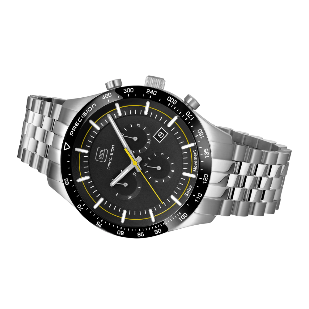 GLOCK Precision Silver-Tone Stainless Steel Chronograph Watch