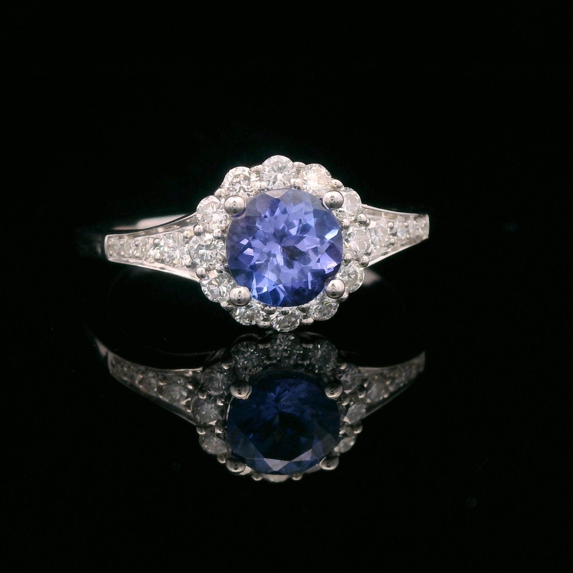 10k White Gold 1/3 CTW Diamond 7/8 CT Tanzanite Ring