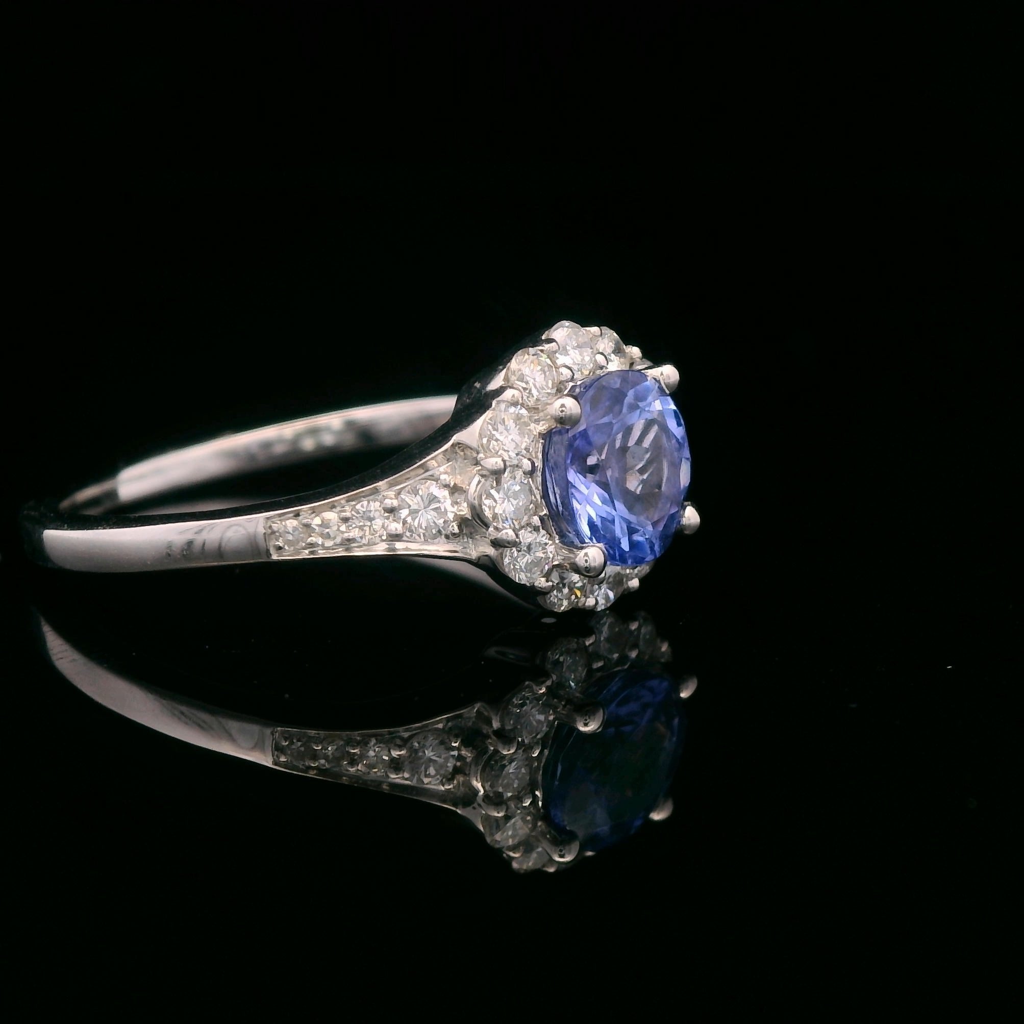 10k White Gold 1/3 CTW Diamond 7/8 CT Tanzanite Ring