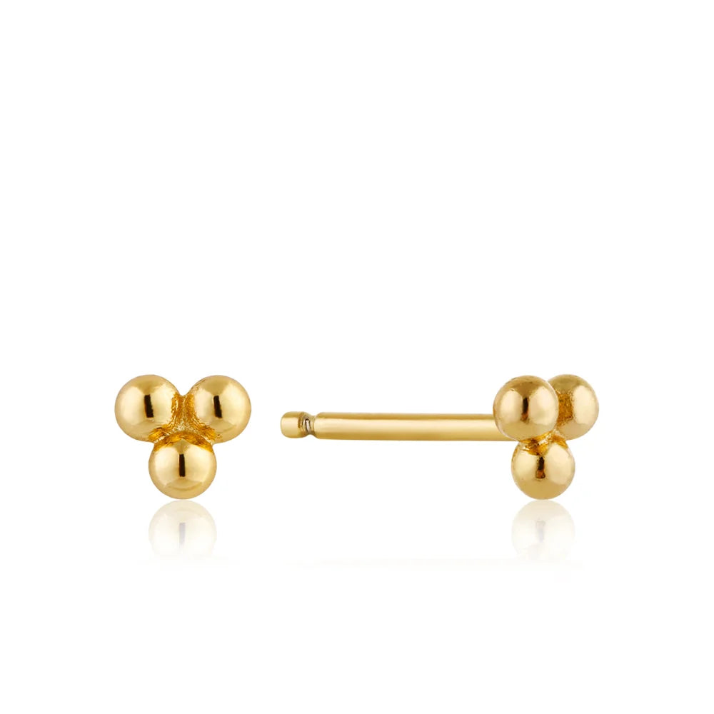 TRIPLE BALL GOLD ANIA HAIE STUD EARRINGS
