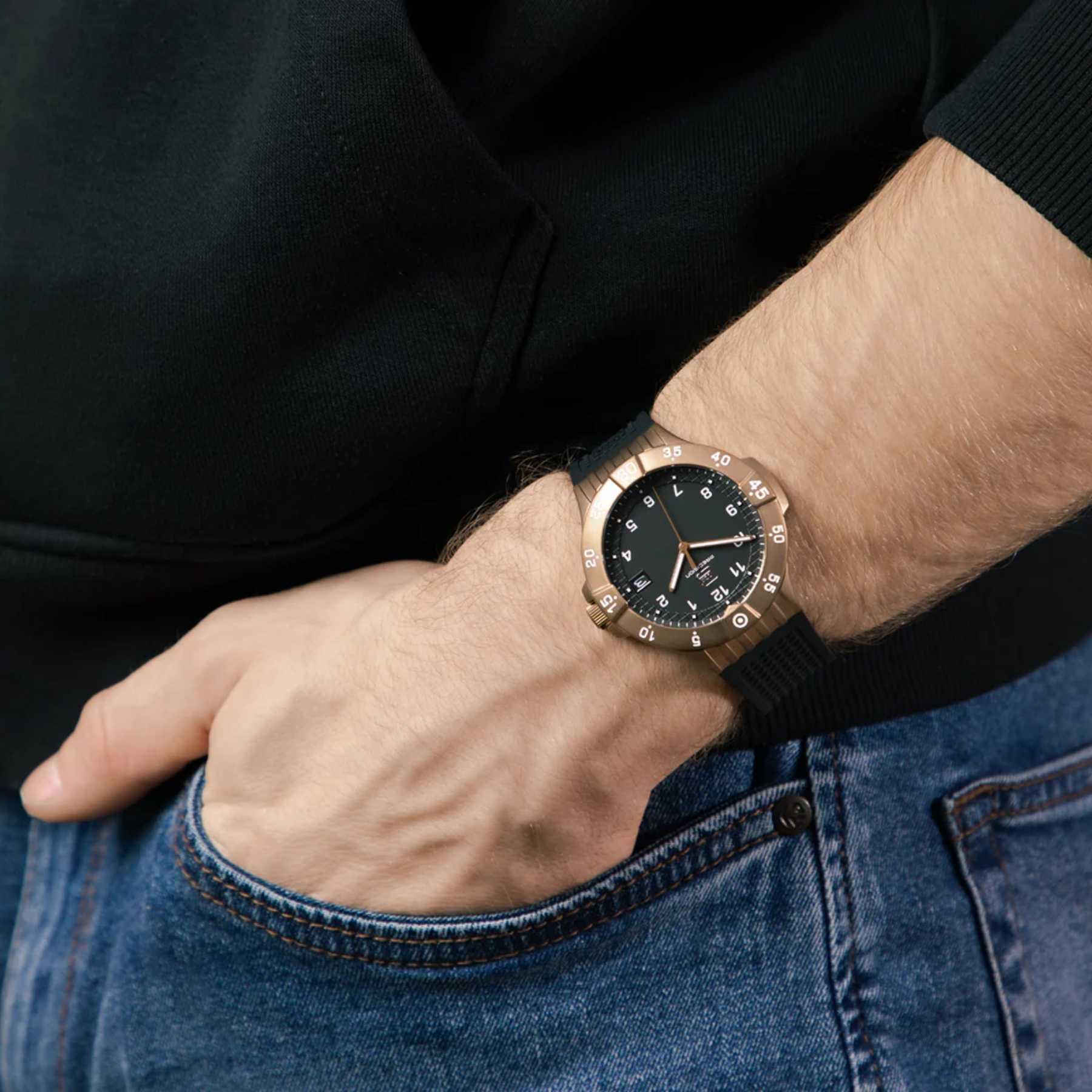 GLOCK Watch Super Sale - Coyote Tone Stainless Steel Black Dial with Silicone Band (GW-15-7-22)