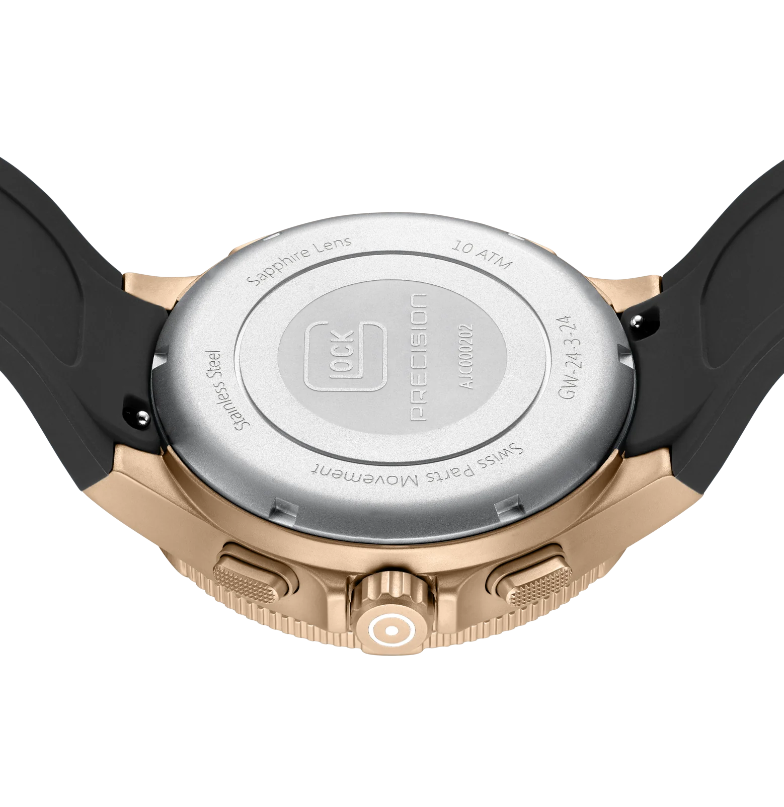 GLOCK Sandblasted Stainless Steel Case With Black Silicone Strap Watch