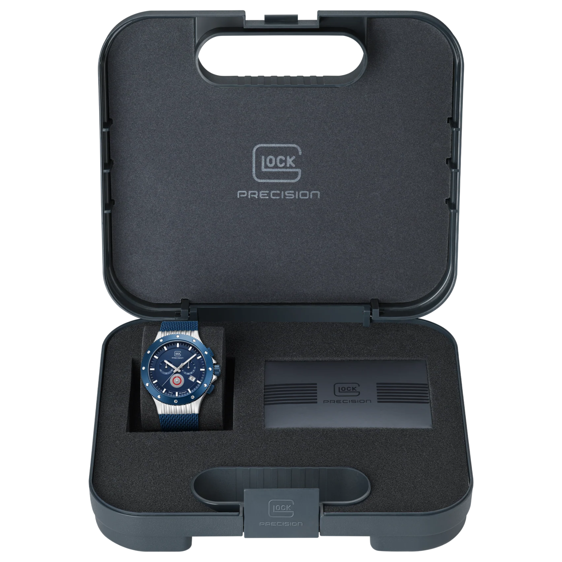 Glock Watch Super Sale - Titanium Case with Dark Blue Face and Mesh Strap (GW-27-3-24)