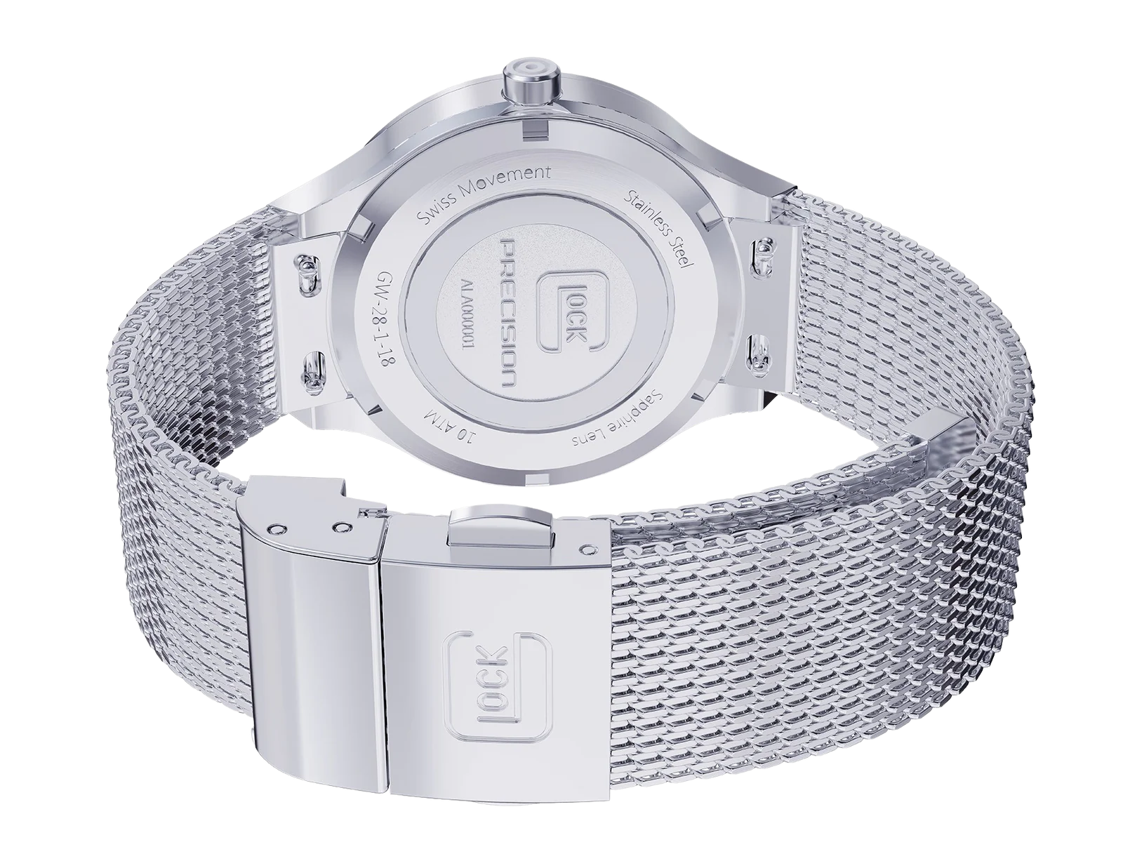 Silver Tone Stainless Steel Glock Watch