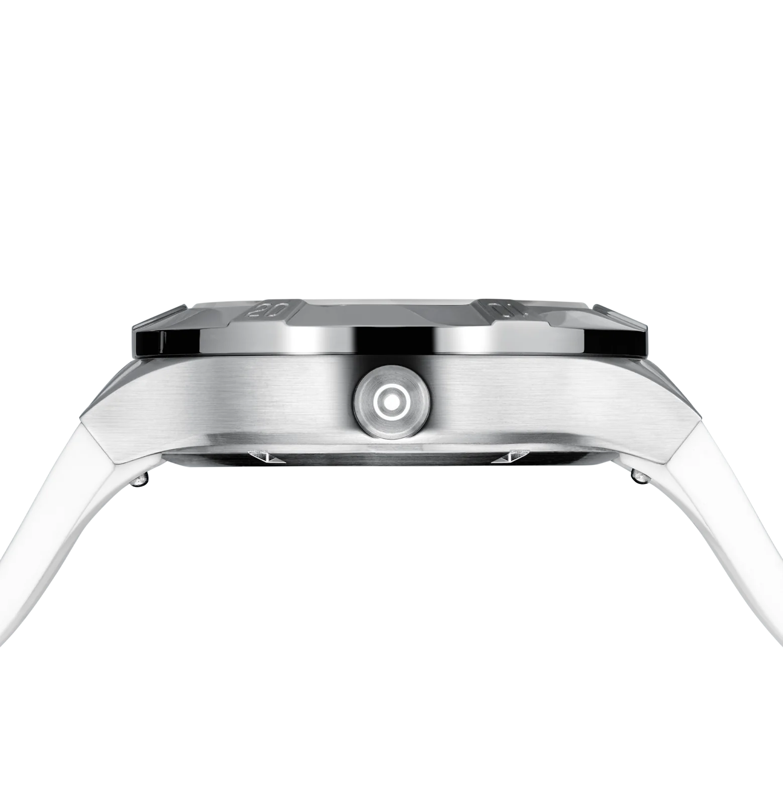 White Silicone Strap Brushed Stainless Steel Glock Watch