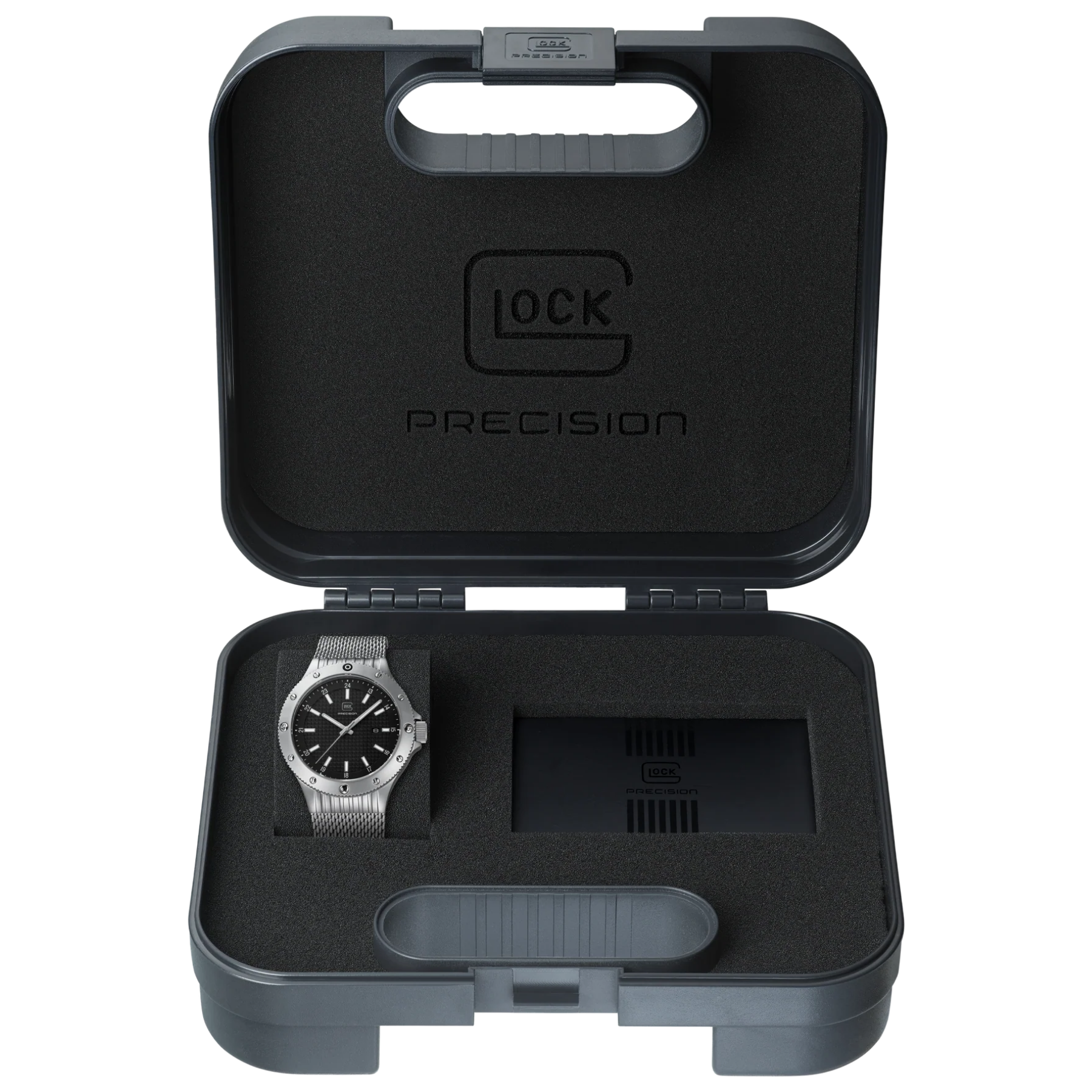GLOCK Watch Super Sale - Stainless Steel Case with Black Watch Face and Mesh Strap (GW-33-4-24)