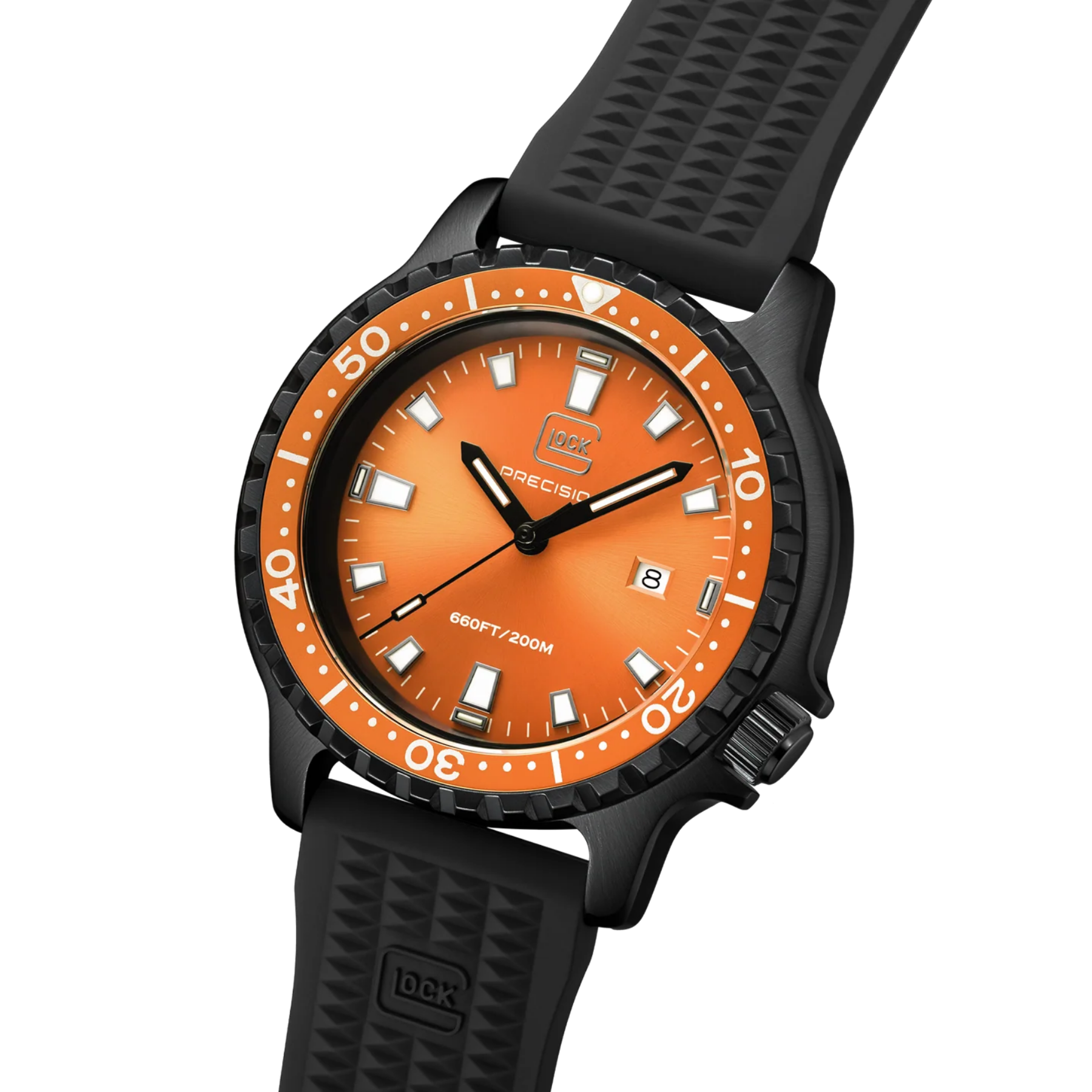 GLOCK Watch Super Sale - Orange and Black Stainless Steel Swiss Quartz Glock Watch (GW-44-4-22)