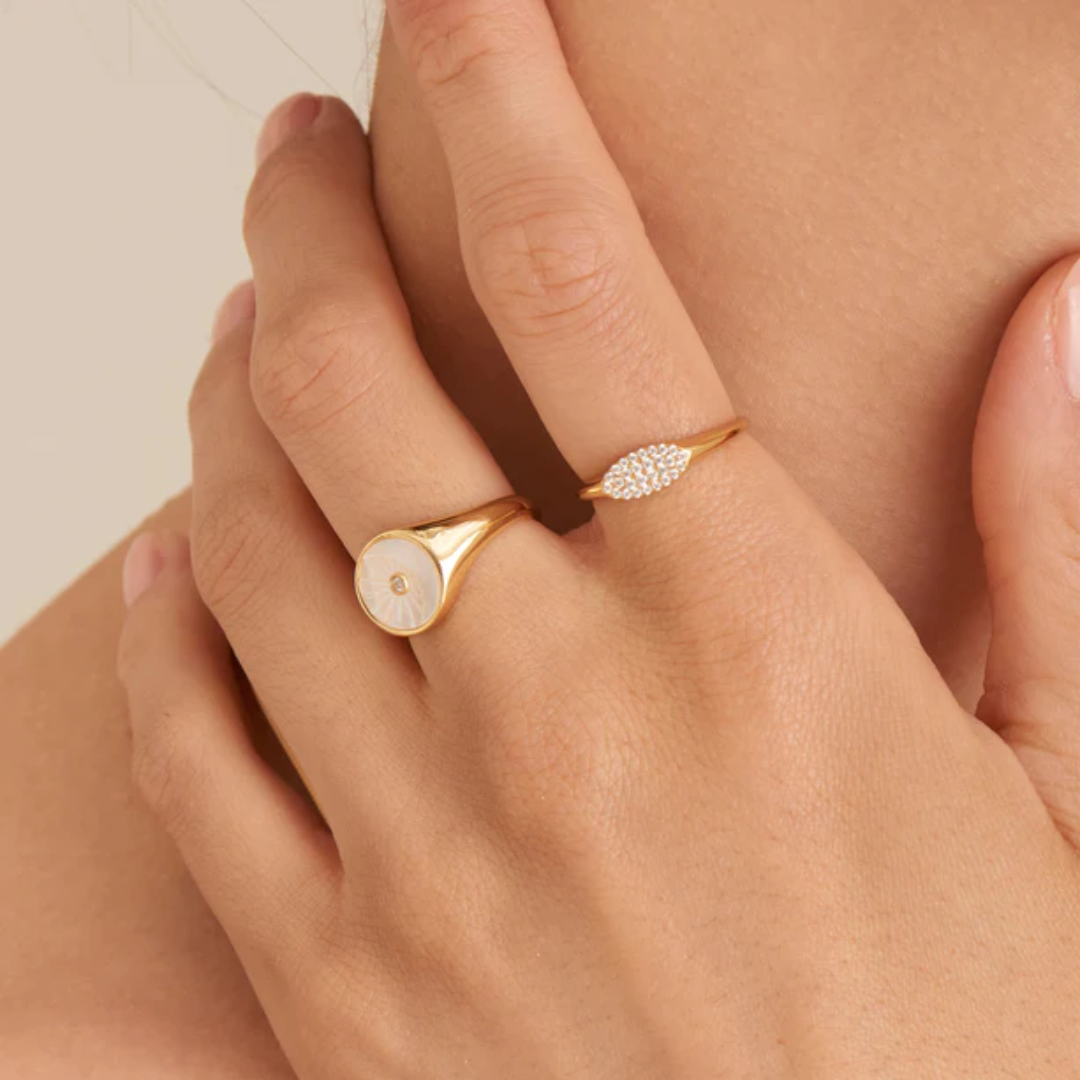 Ania Haie Gold-Plated Glam Adjustable Signet Ring