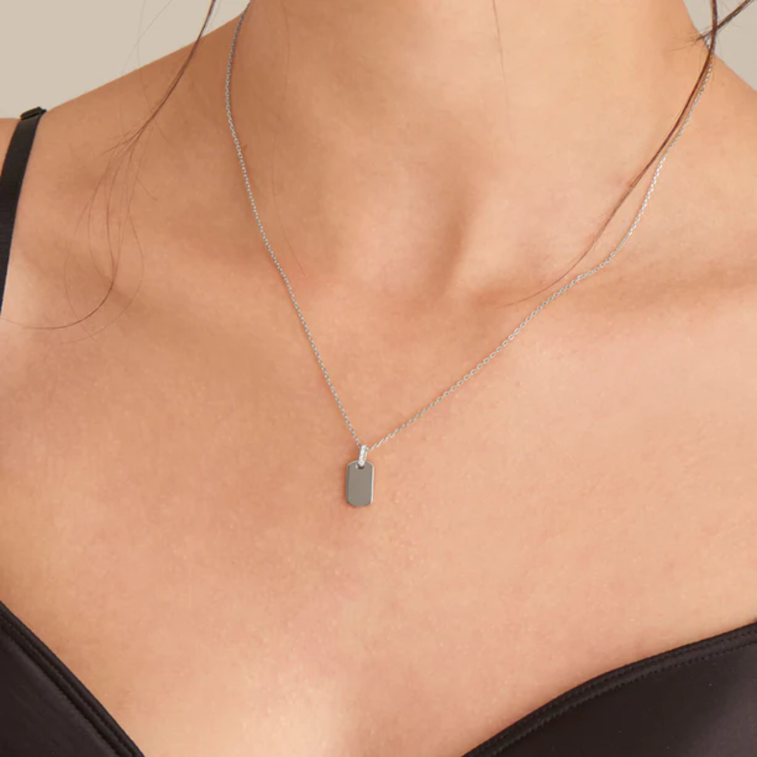 Ania Haie Sterling Silver Glam Tag Pendant Necklace