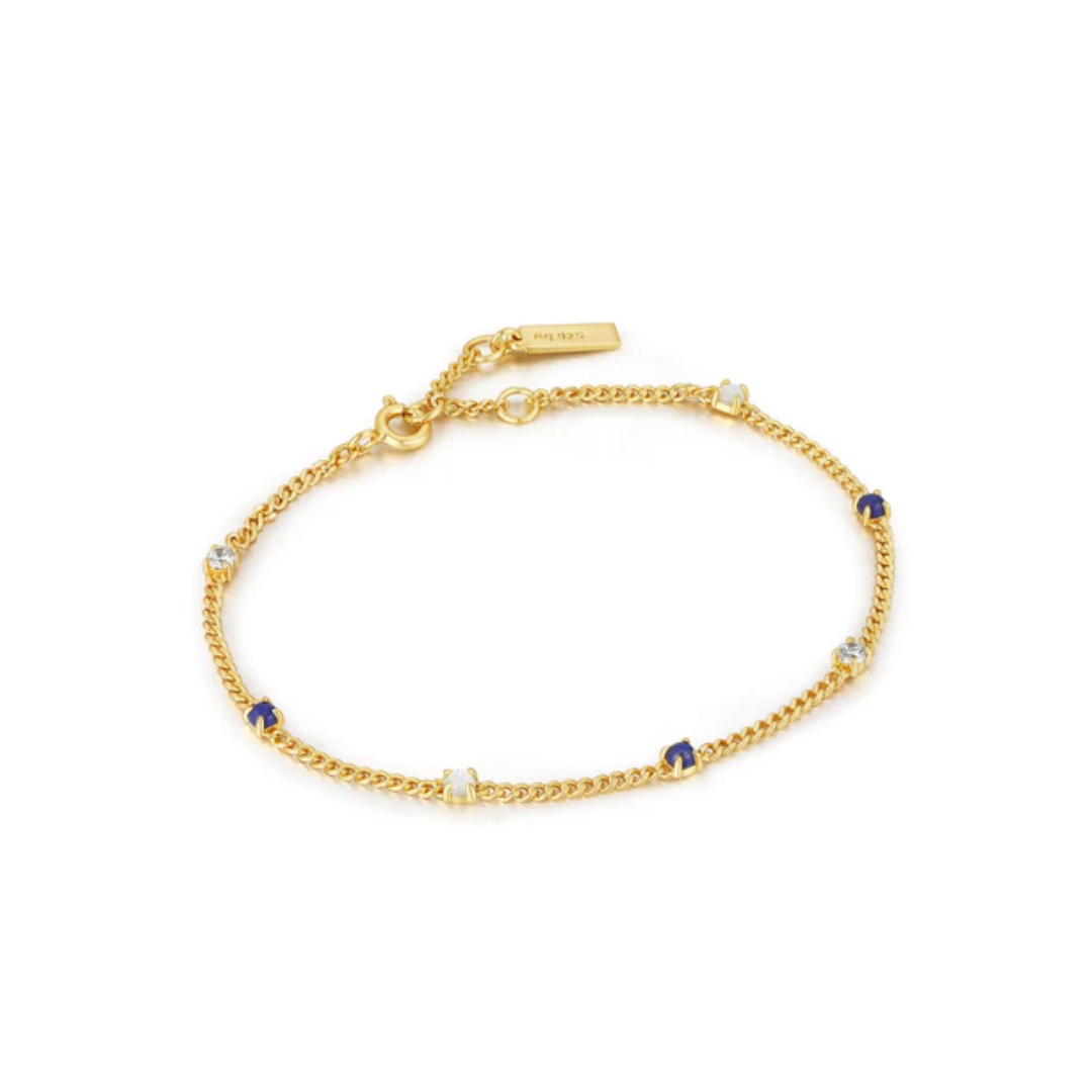 Ania Haie Gold-Plated Lapis Chain Station Bracelet