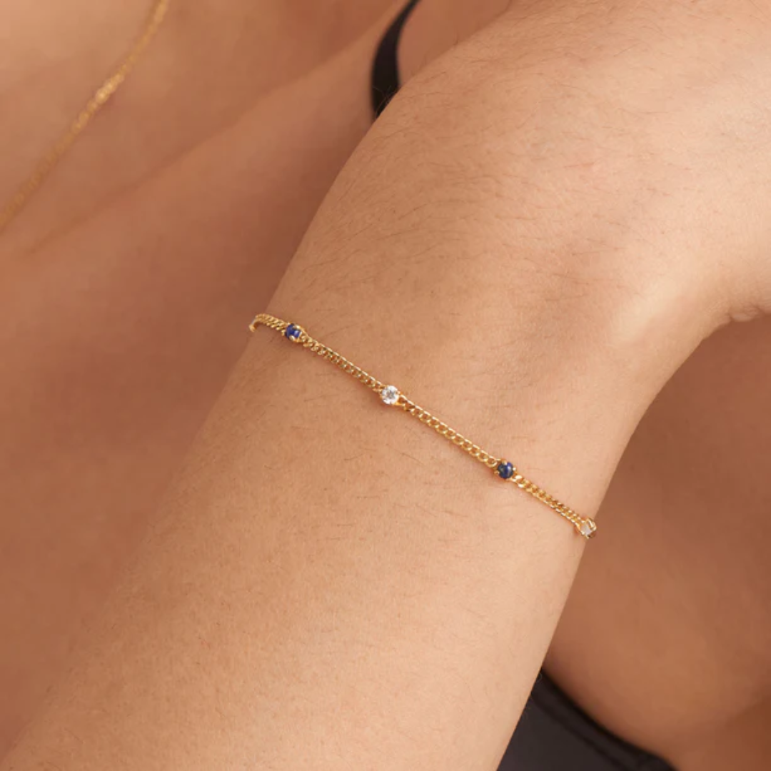 Ania Haie Gold-Plated Lapis Chain Station Bracelet