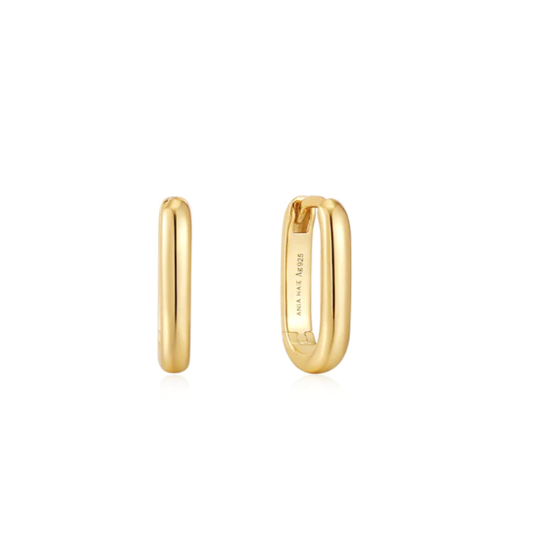 Front View Ania Haie Gold Oval Hoop Earrings