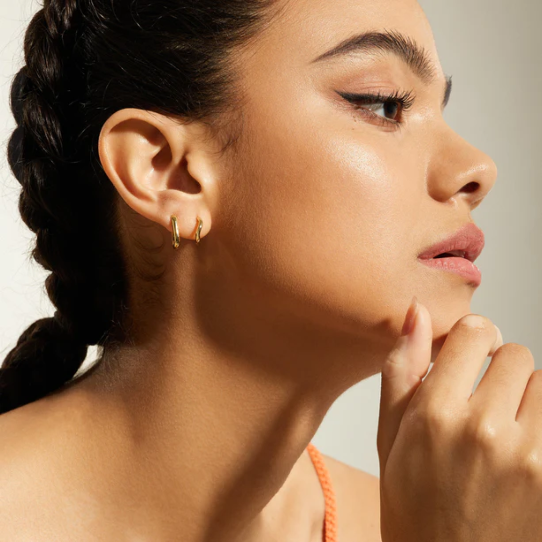 Ear View Ania Haie Gold Oval Hoop Earrings