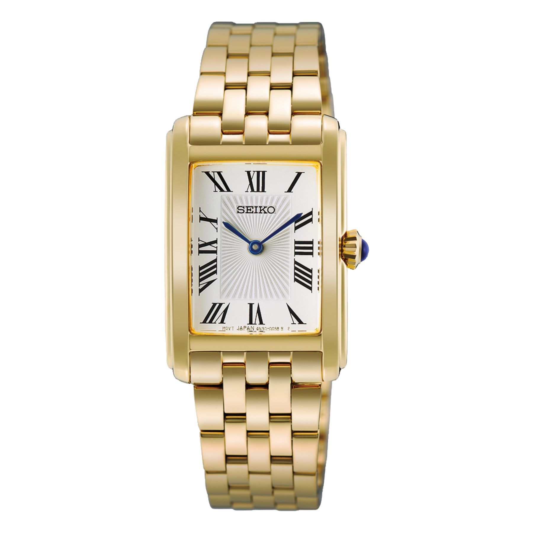 SEIKO Women's Gold-Tone White Dial Rectangular Quartz Watch
