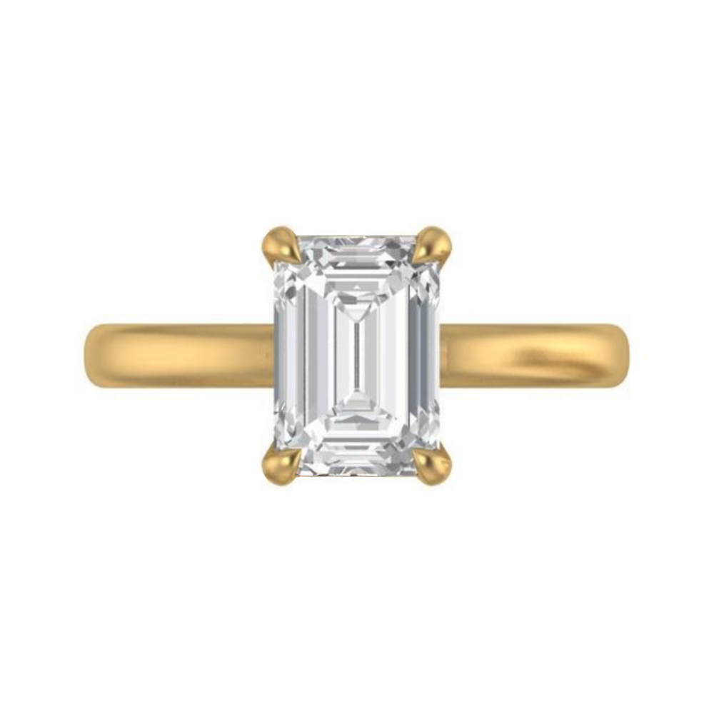 The "Carmella" — 14K Yellow Gold Certified 2.58CT. Lab-Grown Diamond Emerald-Cut Ideal Solitaire Engagement Ring